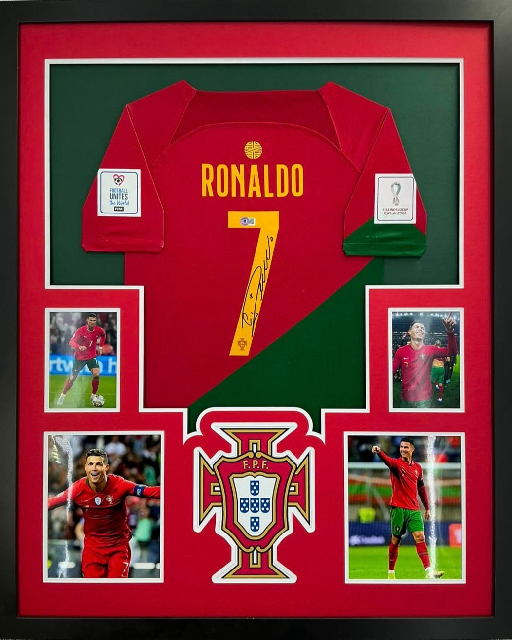 2022 World Cup Portugal Cristiano Ronaldo Signed Jersey Framed