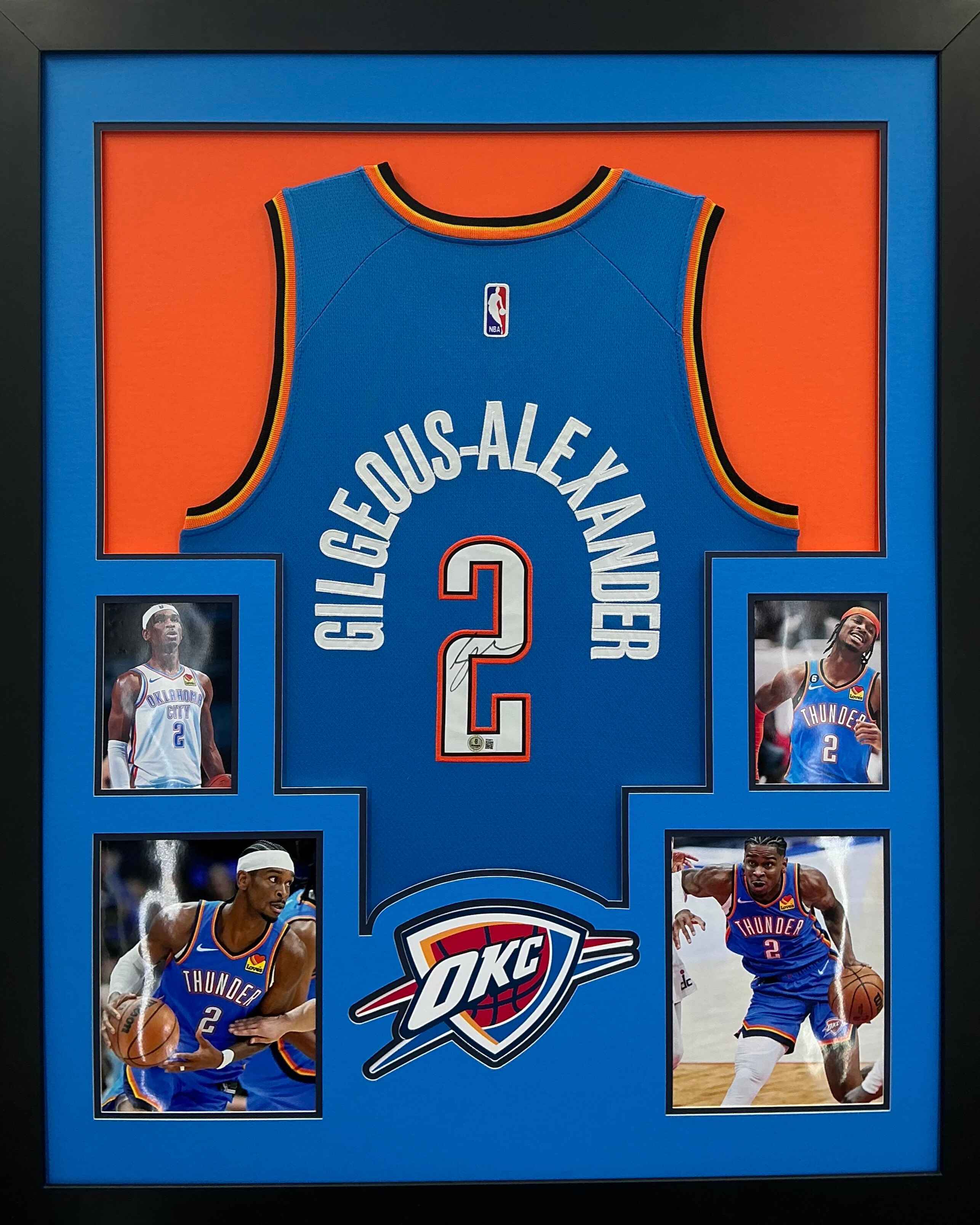 Oklahoma City Thunder Shai Gilgeous-Alexander Signed Jersey Framed