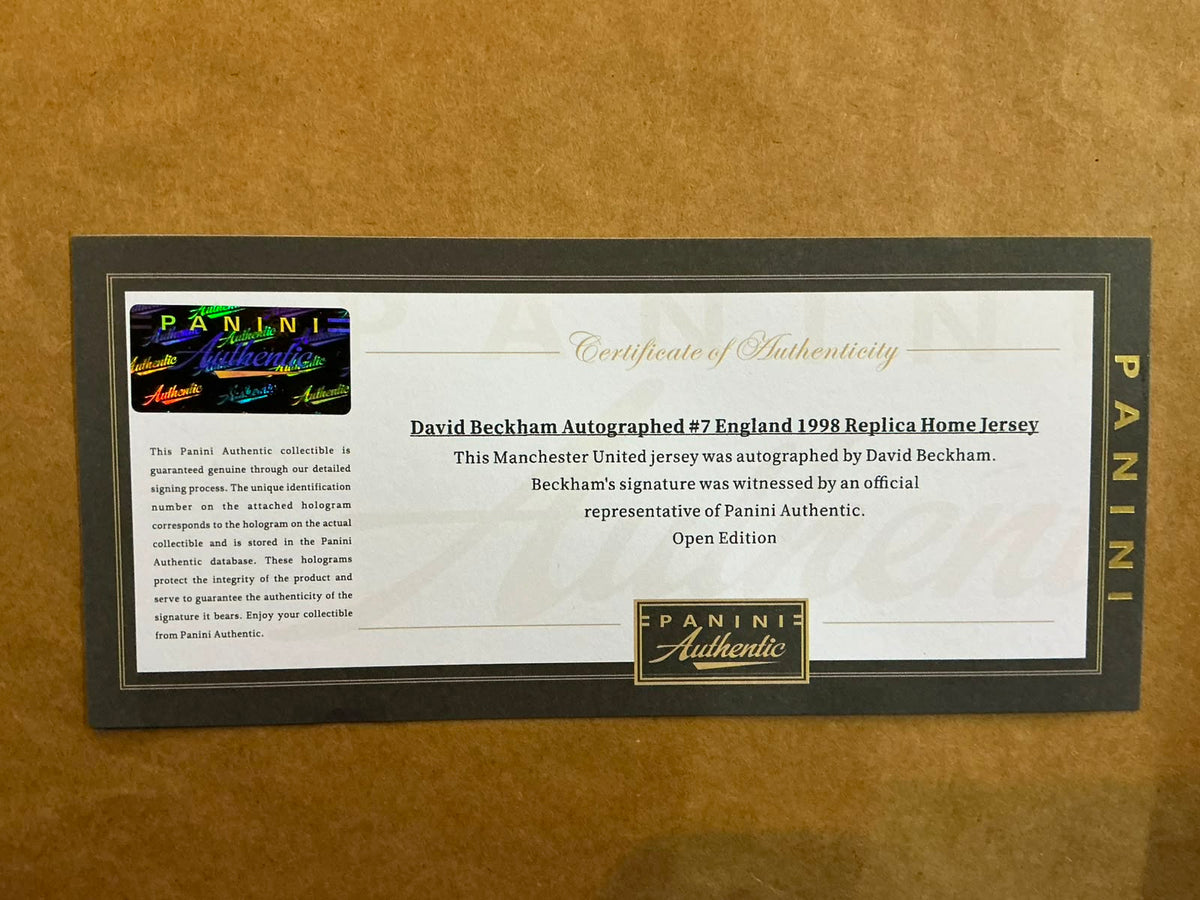 1998 World Cup England David Beckham Signed Jersey Framed