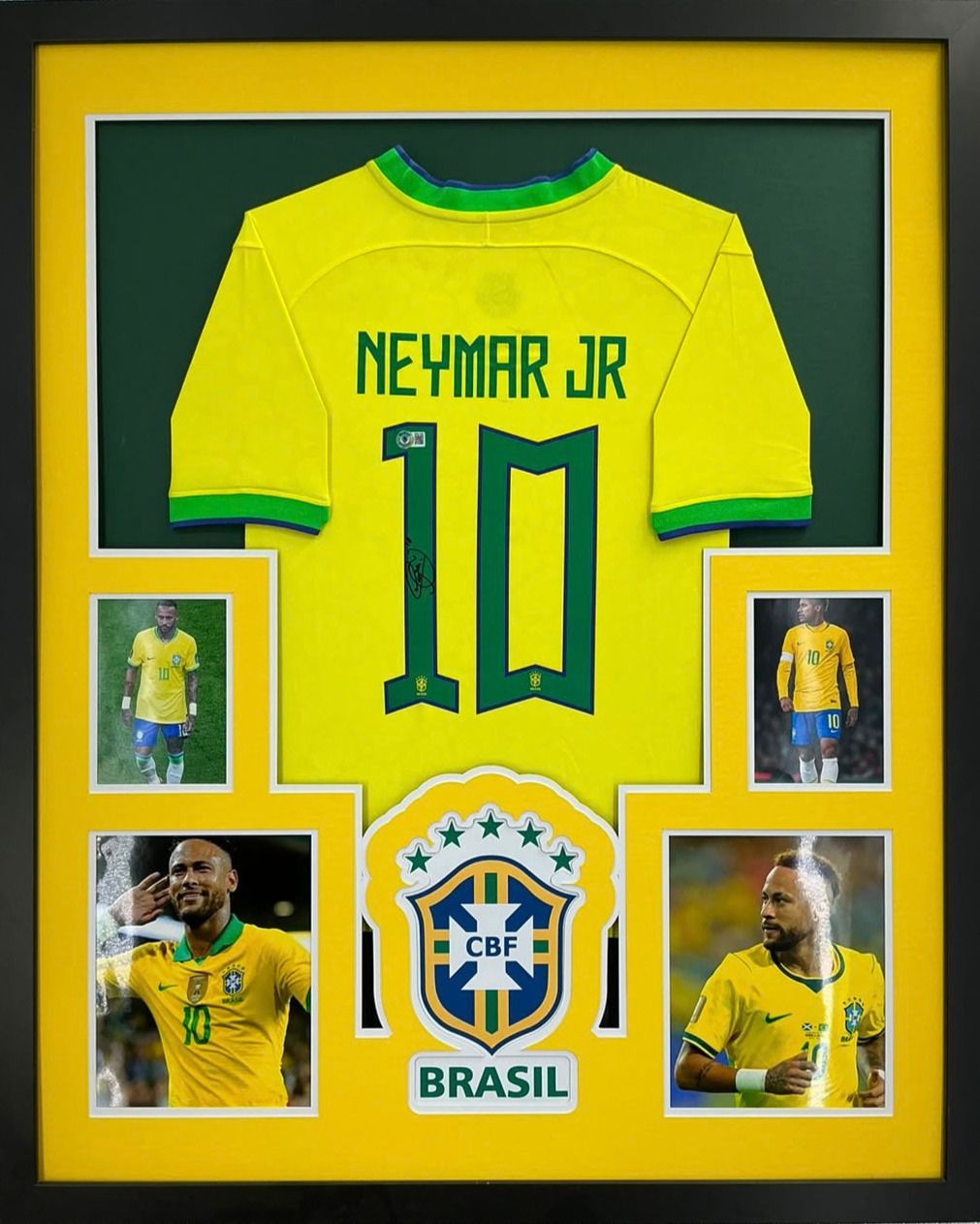 2022 World Cup Brazil Neymar Jr Signed Jersey Framed