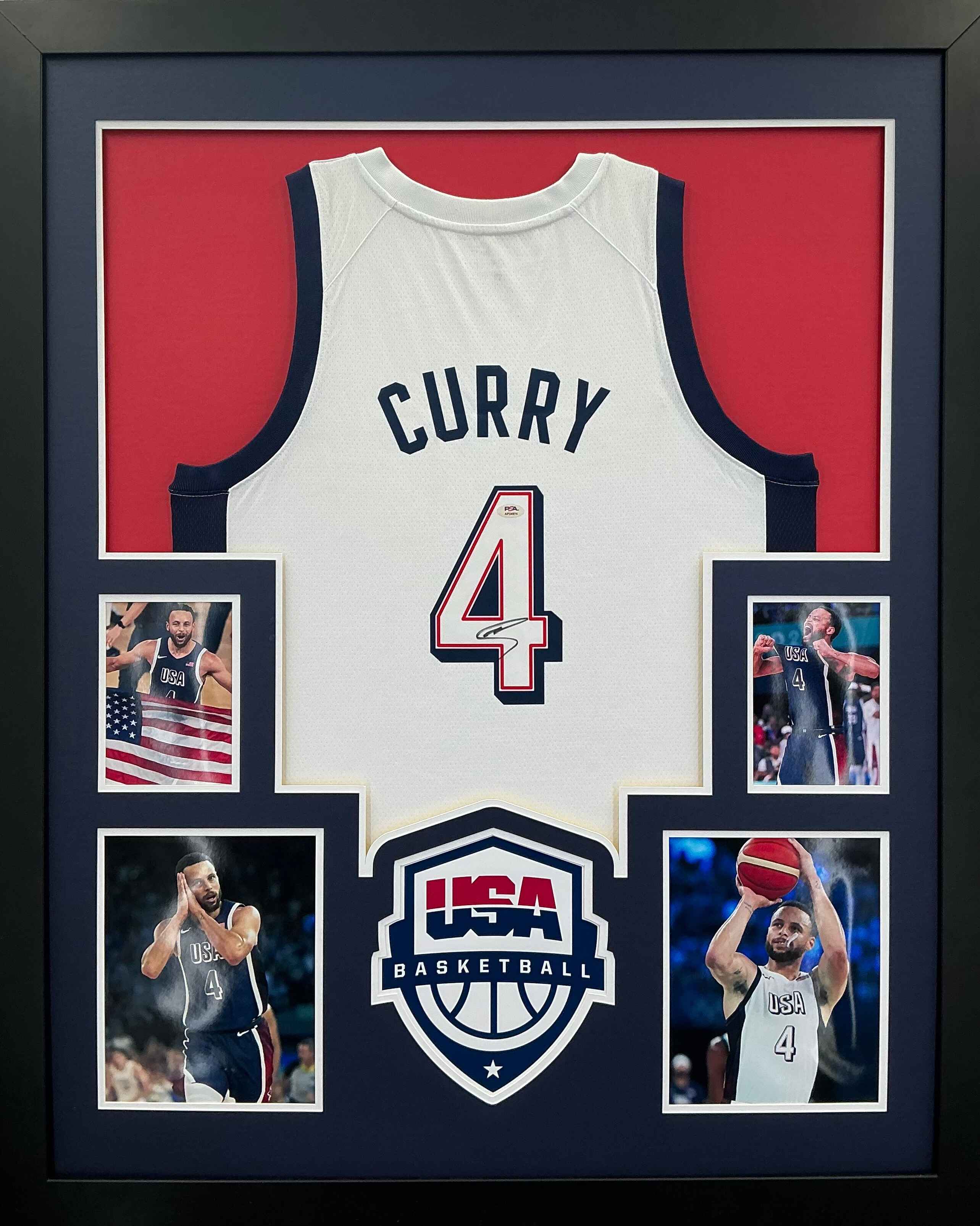 2024 Olympics USA Stephen Curry Signed Jersey Framed