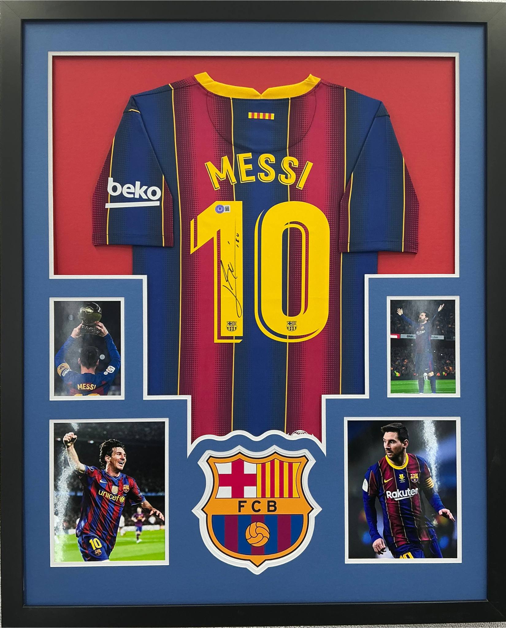 Barcelona Lionel Messi Signed Jersey Framed