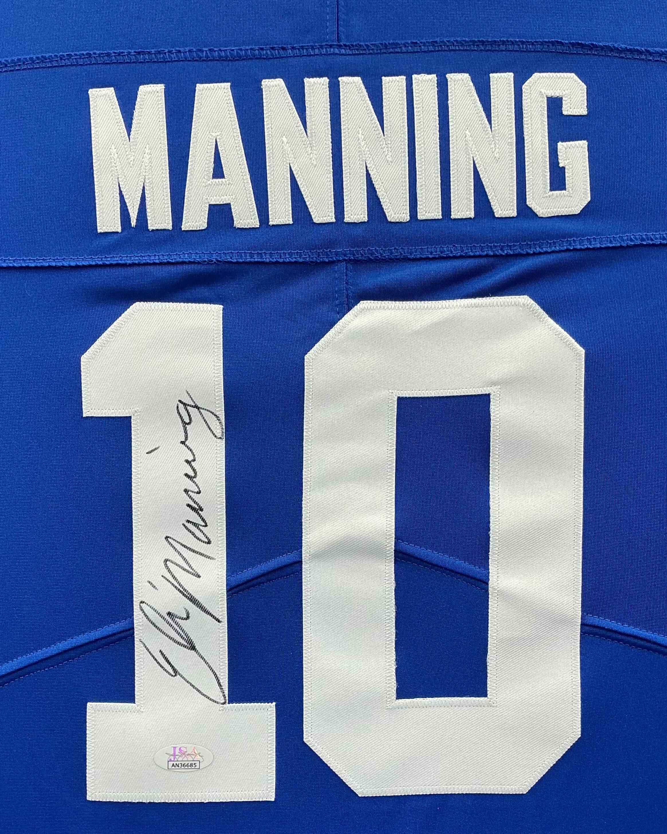 New York Giants Eli Manning Signed Jersey Framed