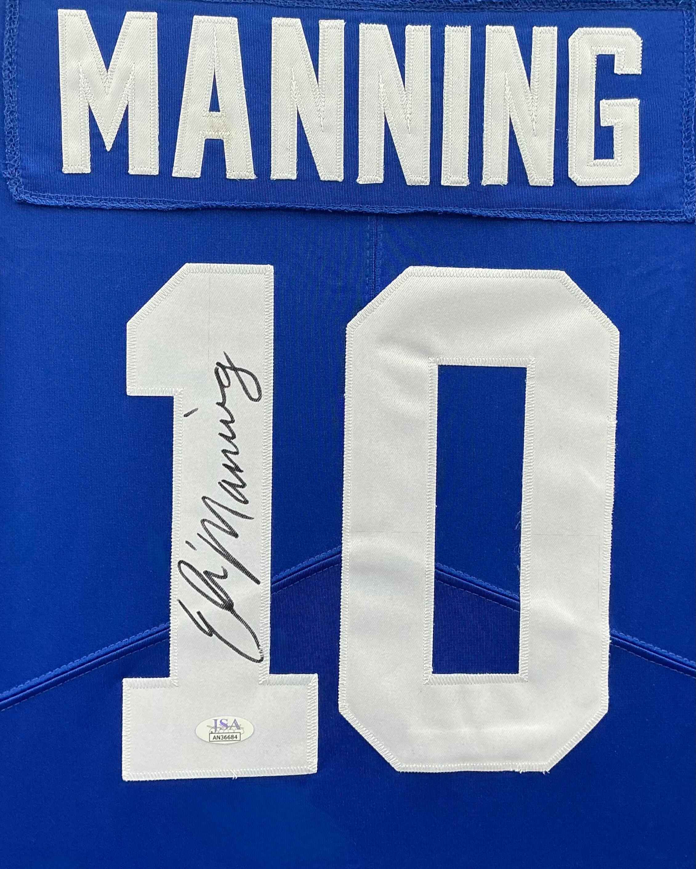 New York Giants Eli Manning Signed Jersey Framed