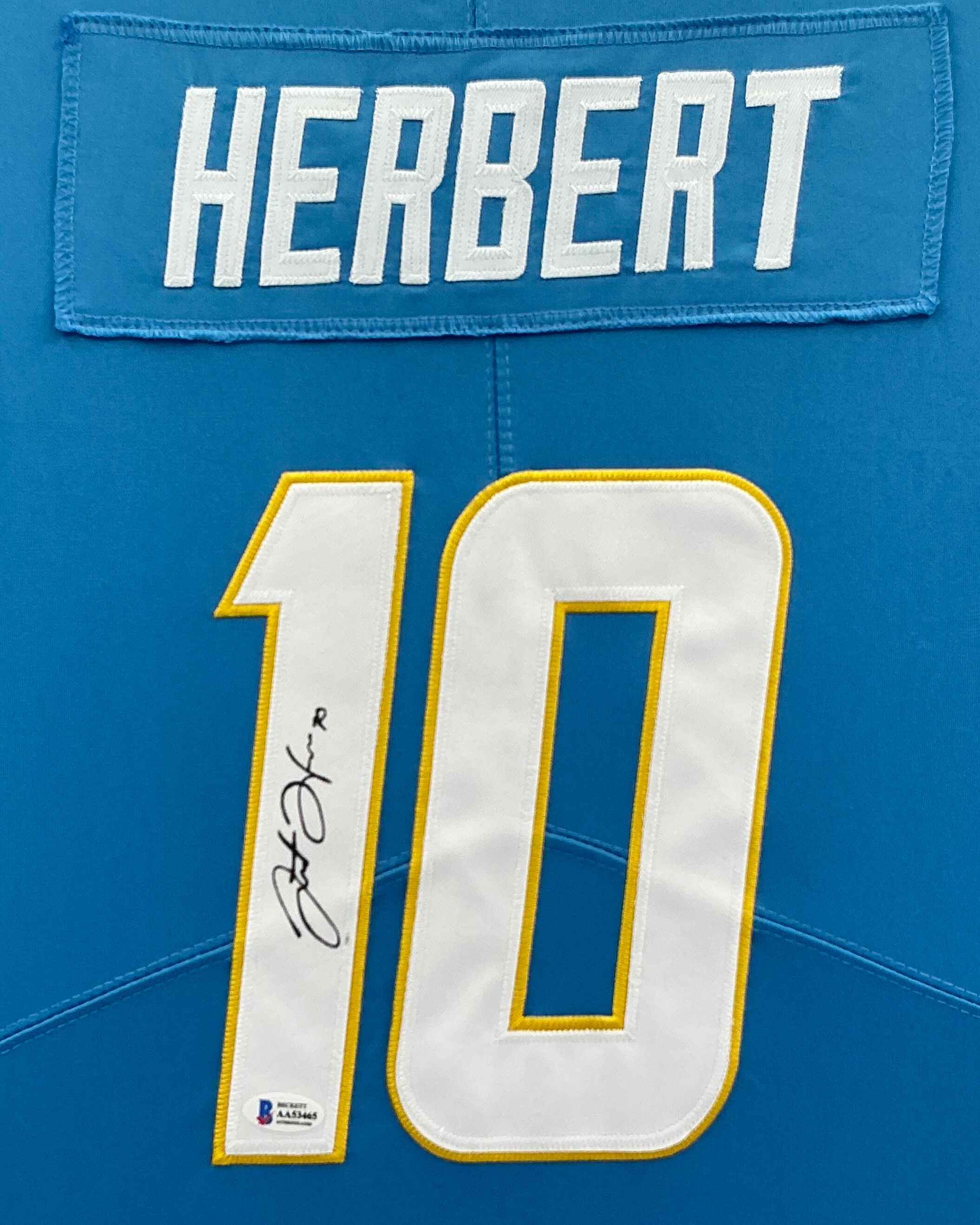 Los Angeles Chargers Justin Herbert Signed Jersey Framed