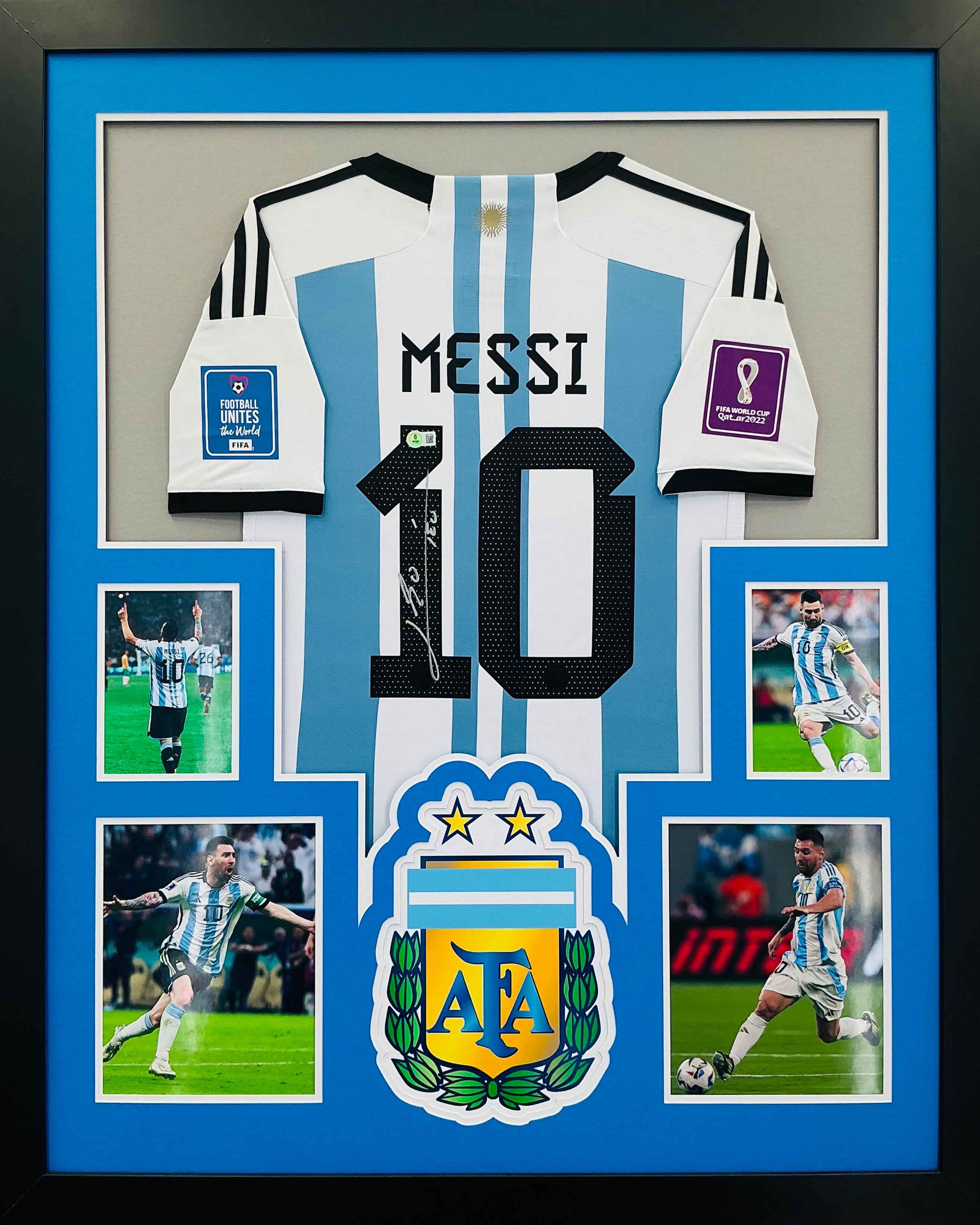 2022 World Cup Argentina Lionel Messi Signed Jersey Framed