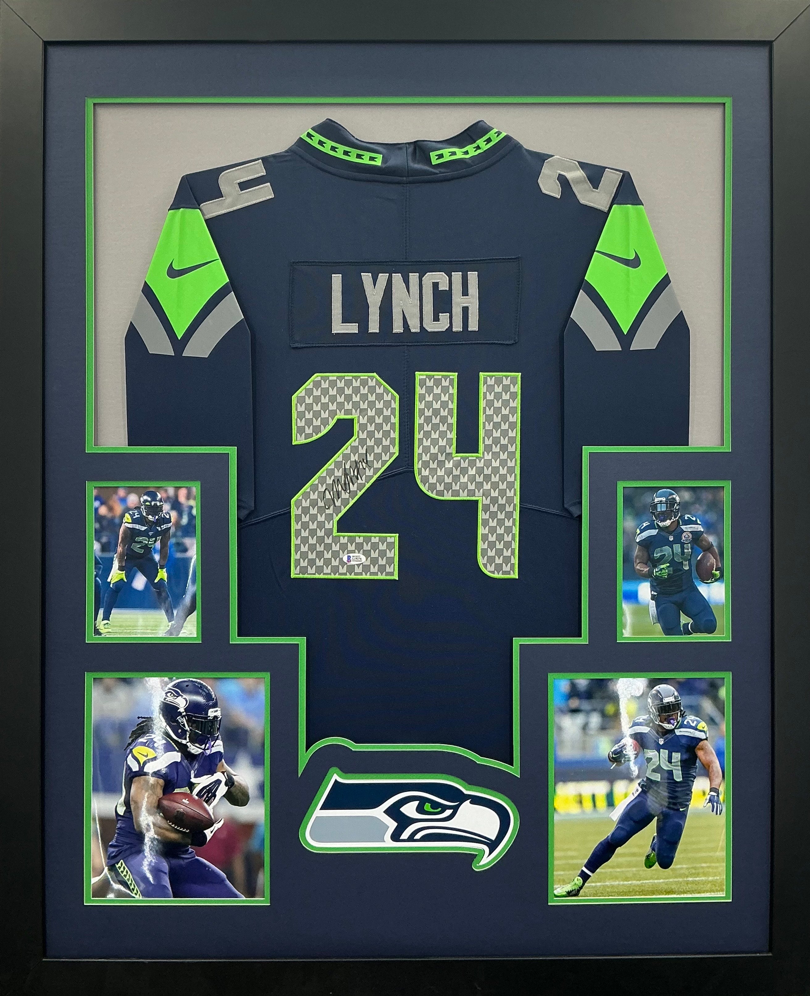 Seattle Seahawks Marshawn Lynch Signed Jersey Framed