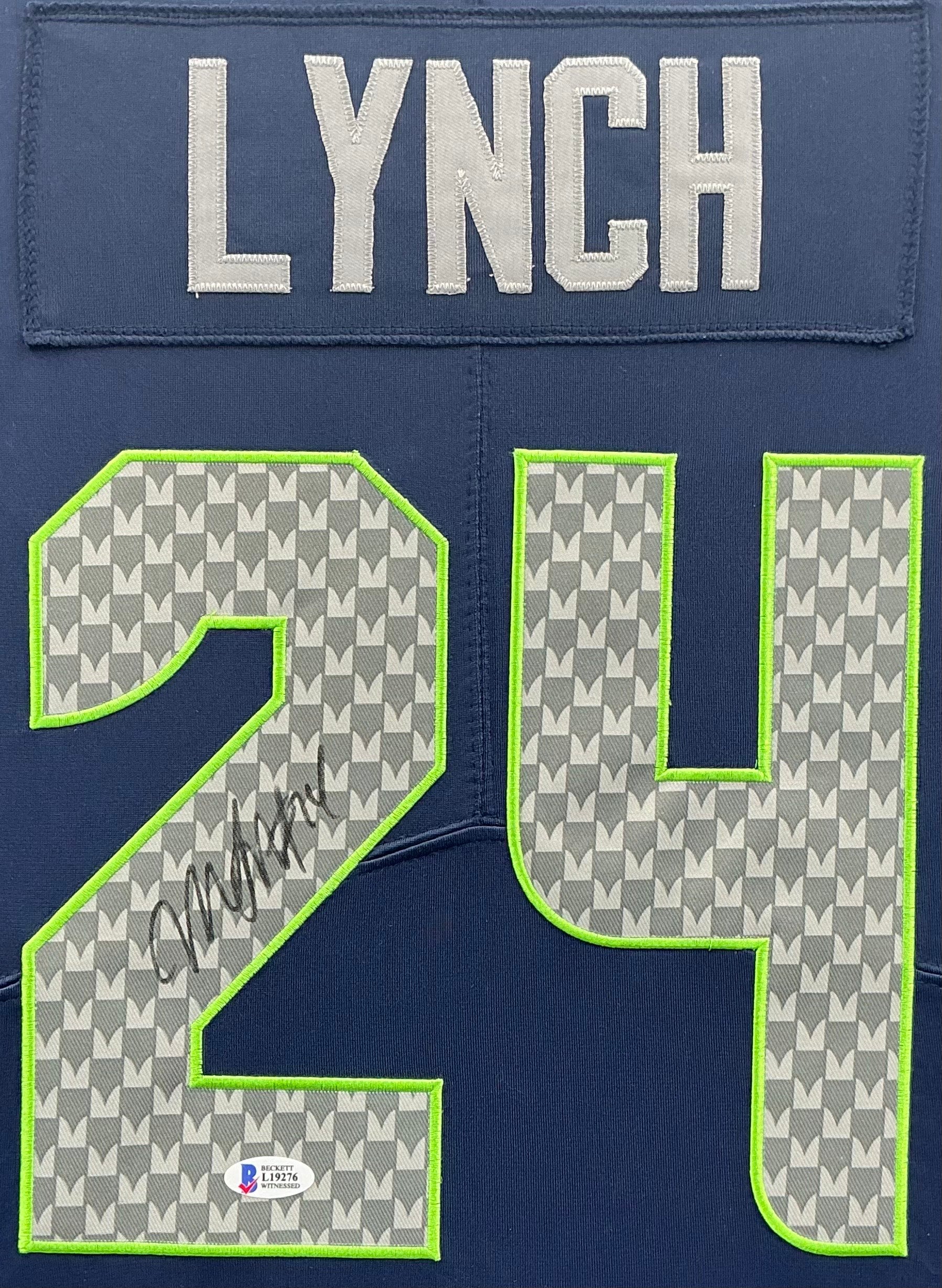Seattle Seahawks Marshawn Lynch Signed Jersey Framed