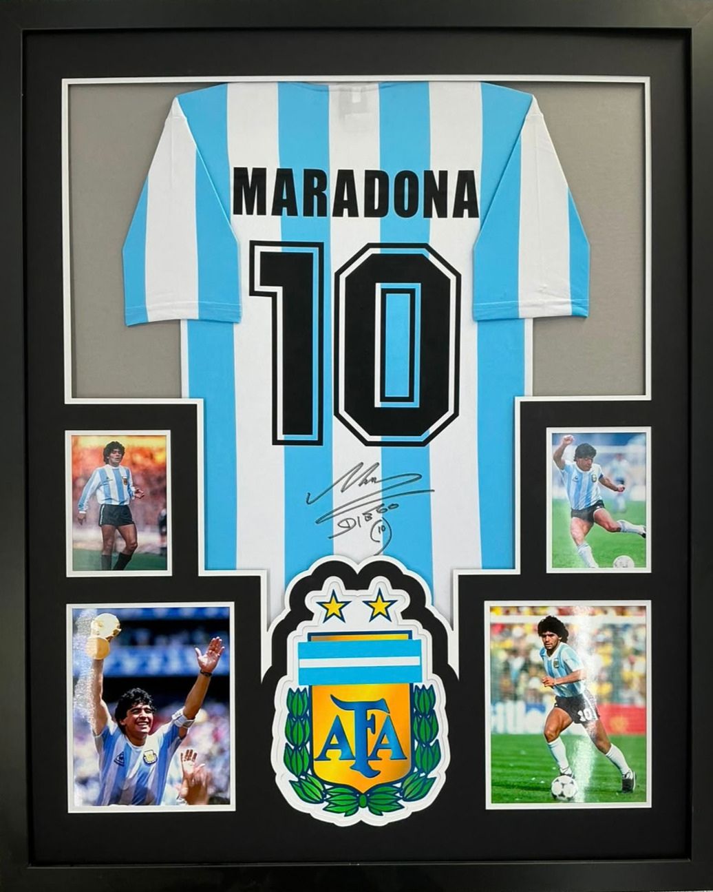 1986 World Cup Argentina Diego Maradona Signed Jersey Framed
