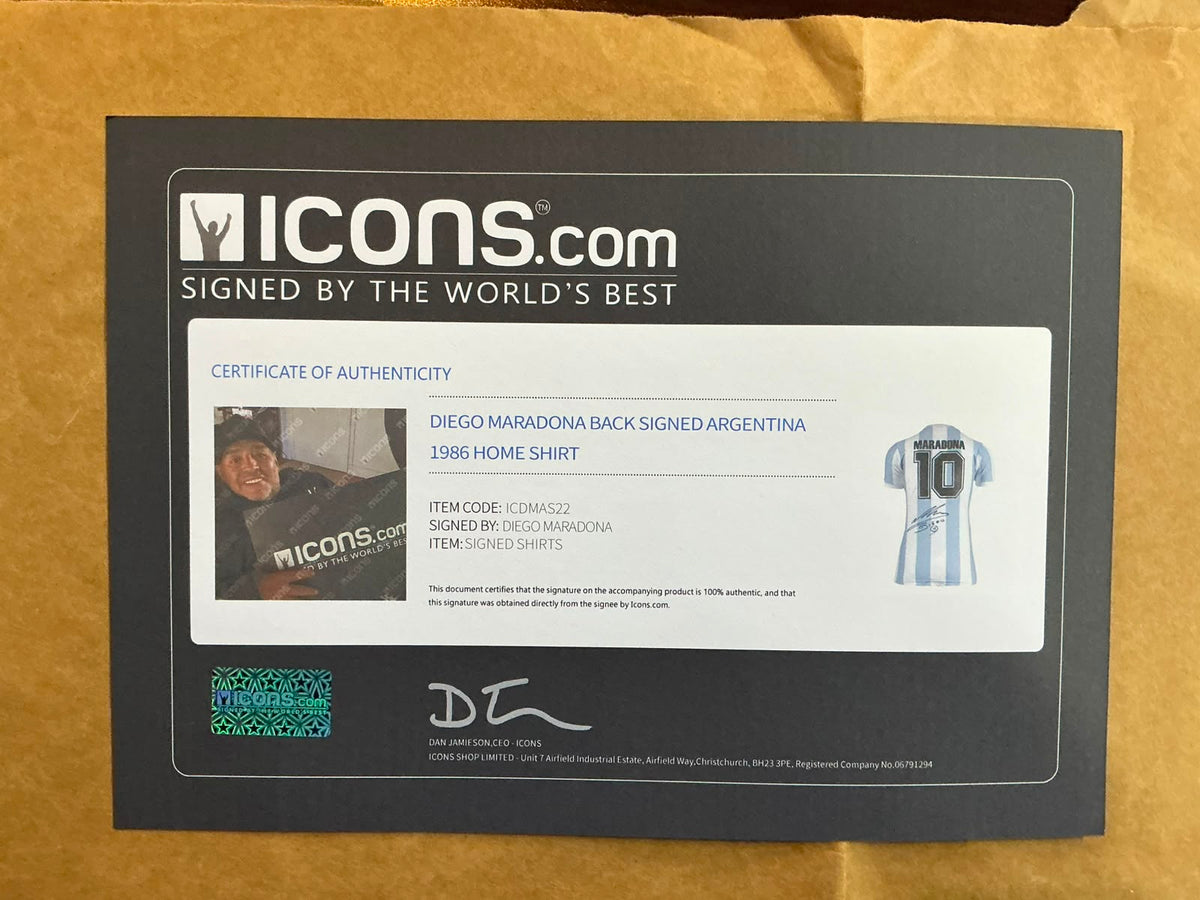 1986 World Cup Argentina Diego Maradona Signed Jersey Framed