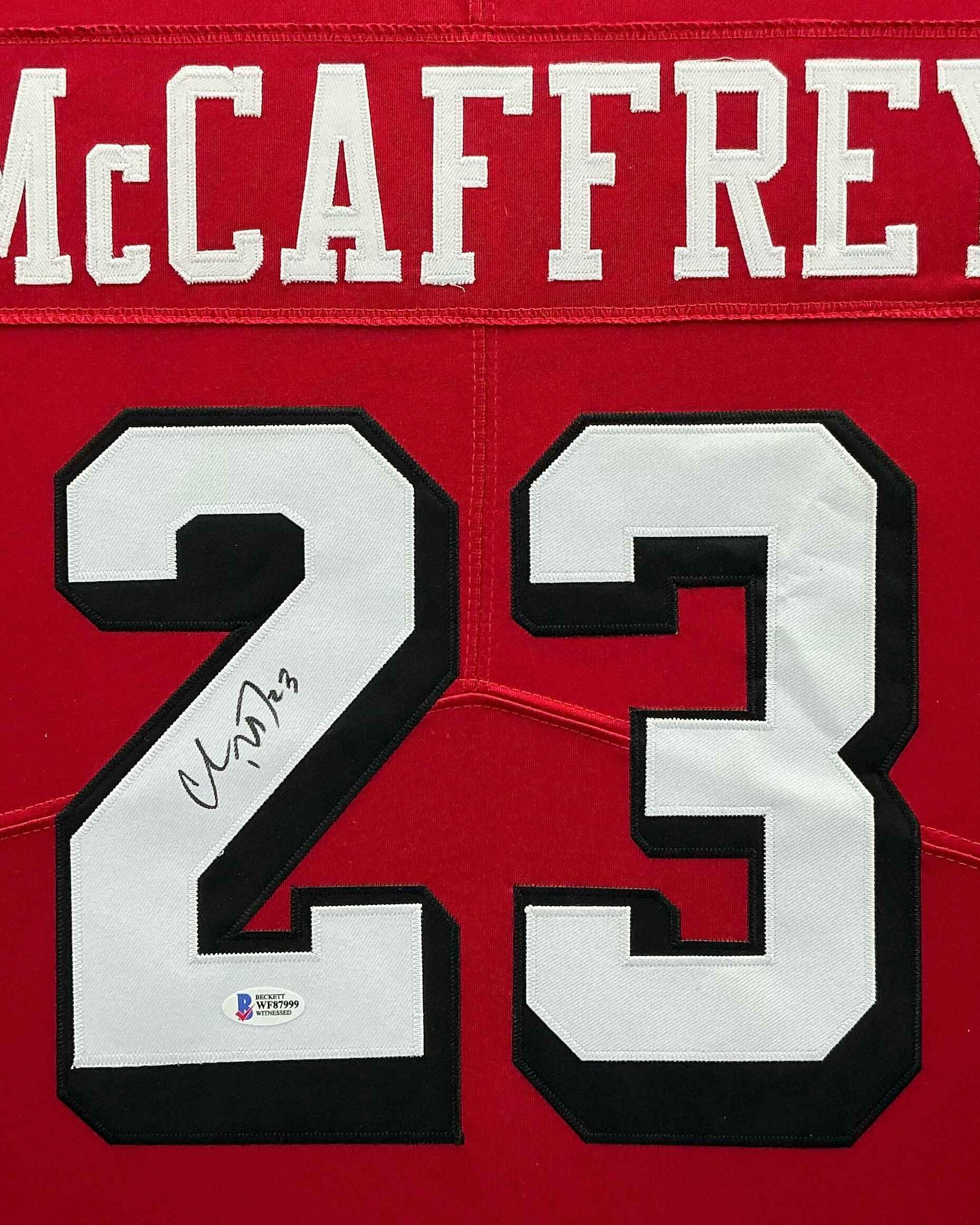 San Francisco 49ers Christian McCaffrey Signed Jersey Framed
