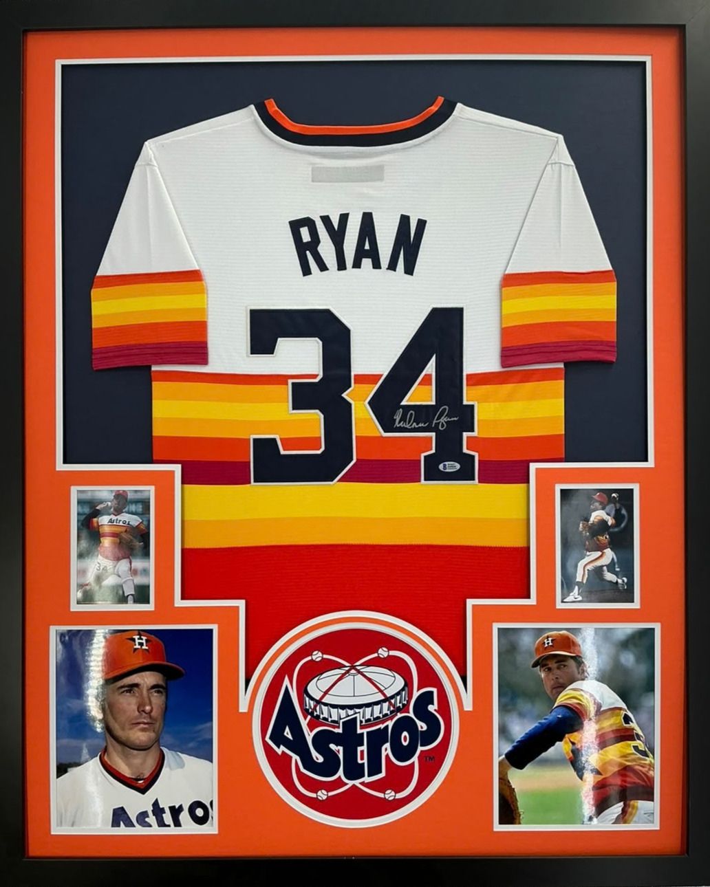 Houston Astros Nolan Ryan Signed Jersey Framed