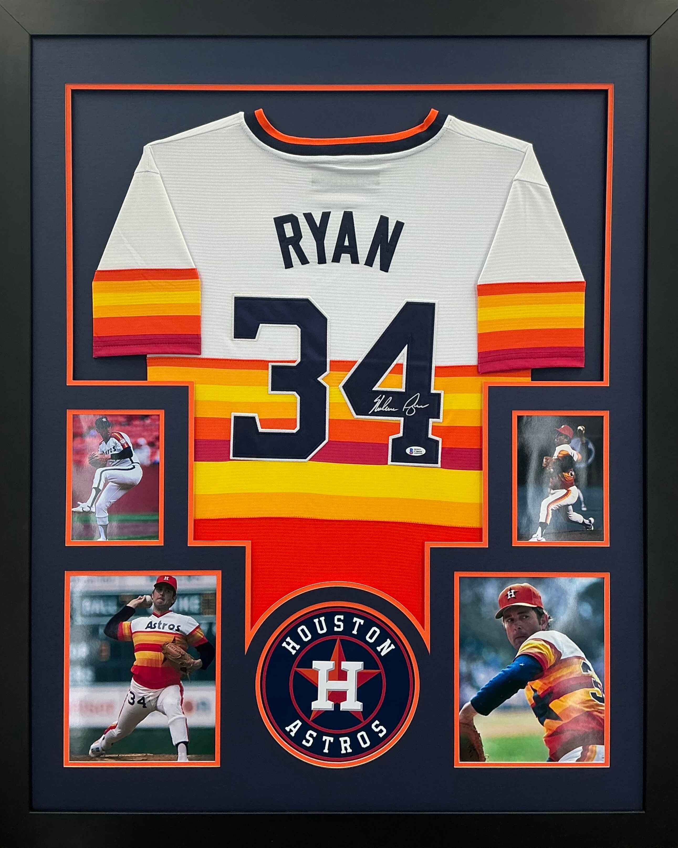 Houston Astros Nolan Ryan Signed Jersey Framed