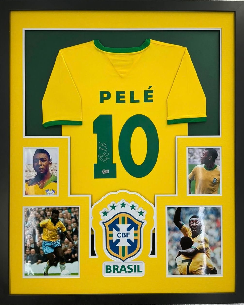 1958 Brazil Pele Signed Jersey Framed