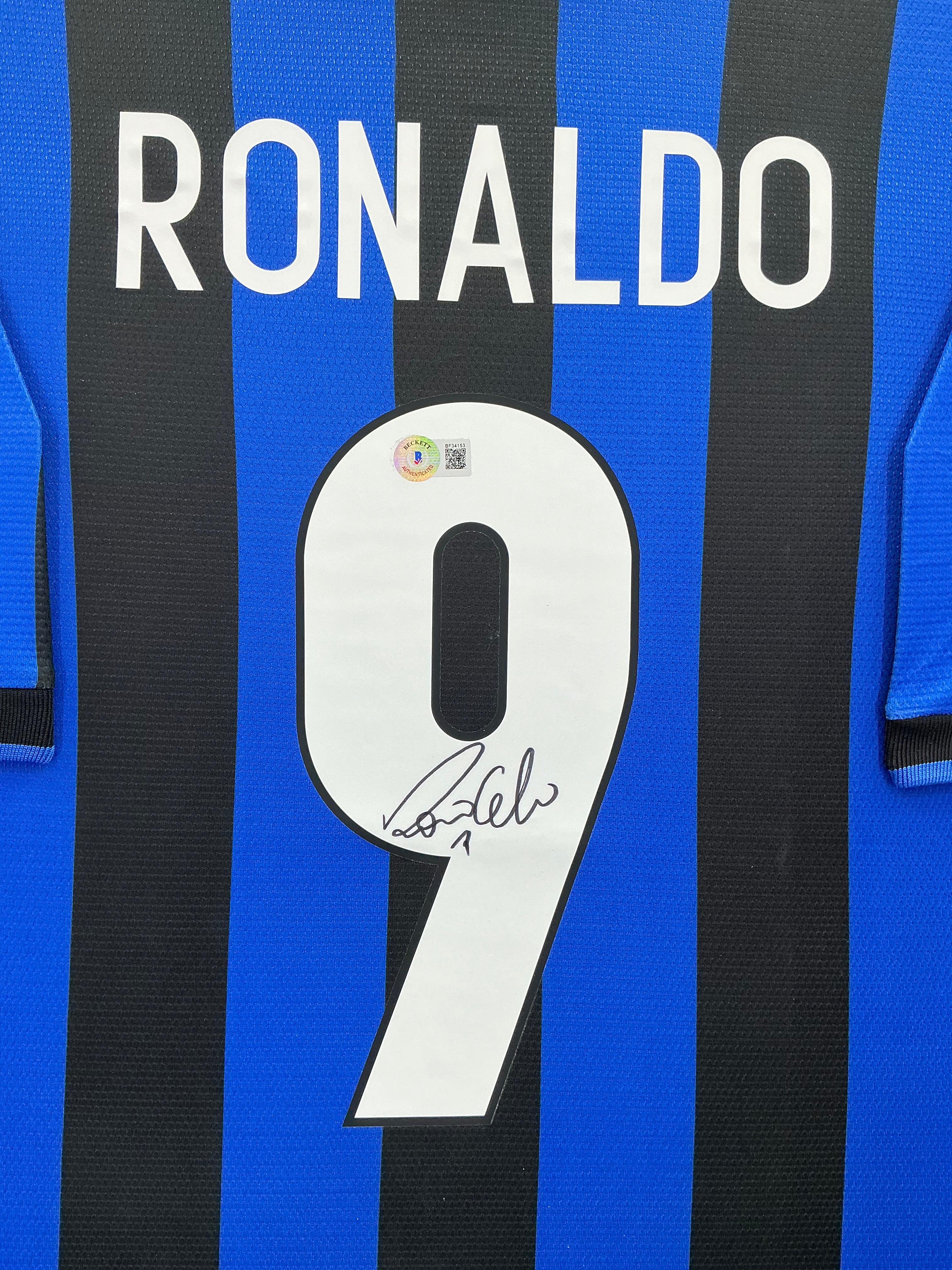 Inter Milan Ronaldo Nazario Signed Jersey Framed