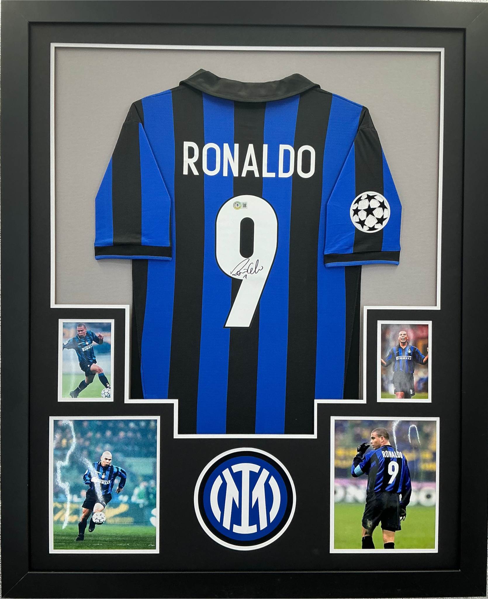 Inter Milan Ronaldo Nazario Signed Jersey Framed