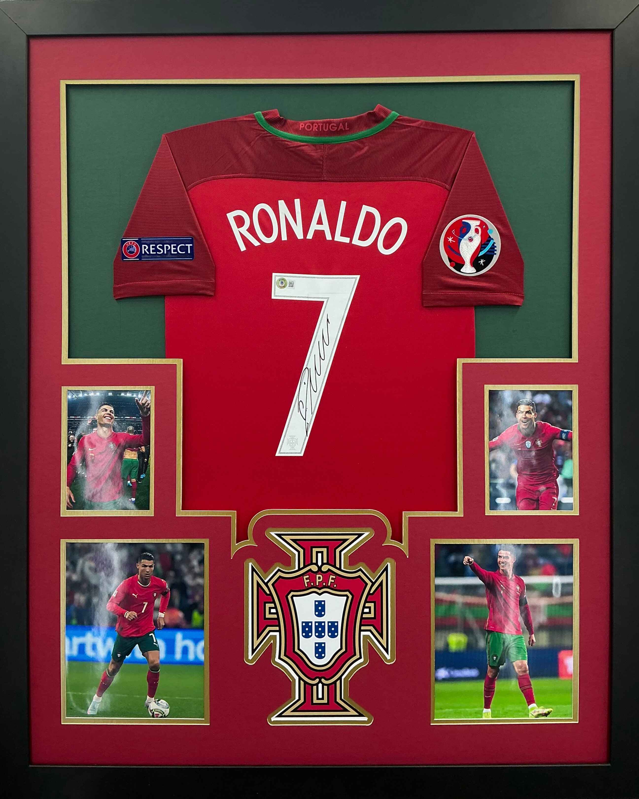 2016 Euro Cup Portugal Cristiano Ronaldo Signed Jersey Framed