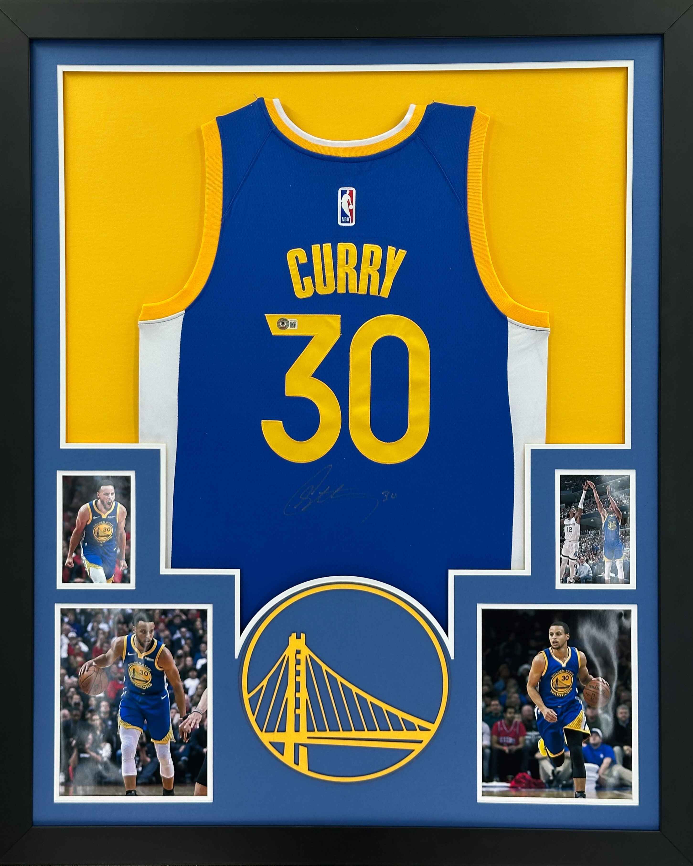 Golden State Warriors Stephen Curry Signed Jersey Framed