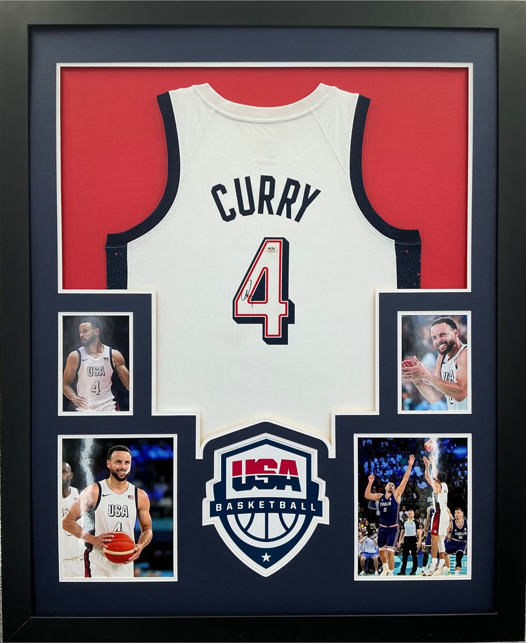 2024 Olympics USA Stephen Curry Signed Jersey Framed