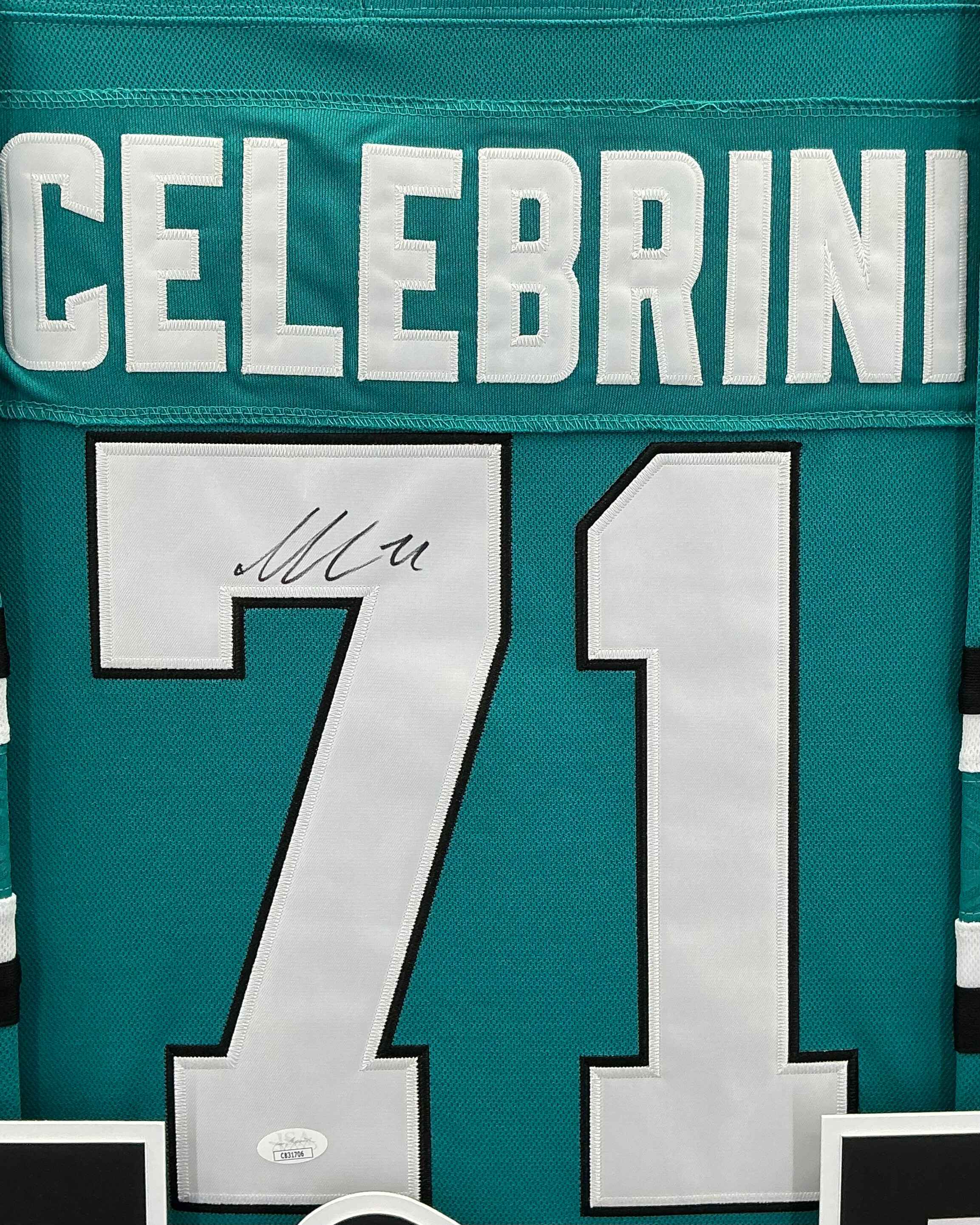 San Jose Sharks Macklin Celebrini Signed Jersey Framed