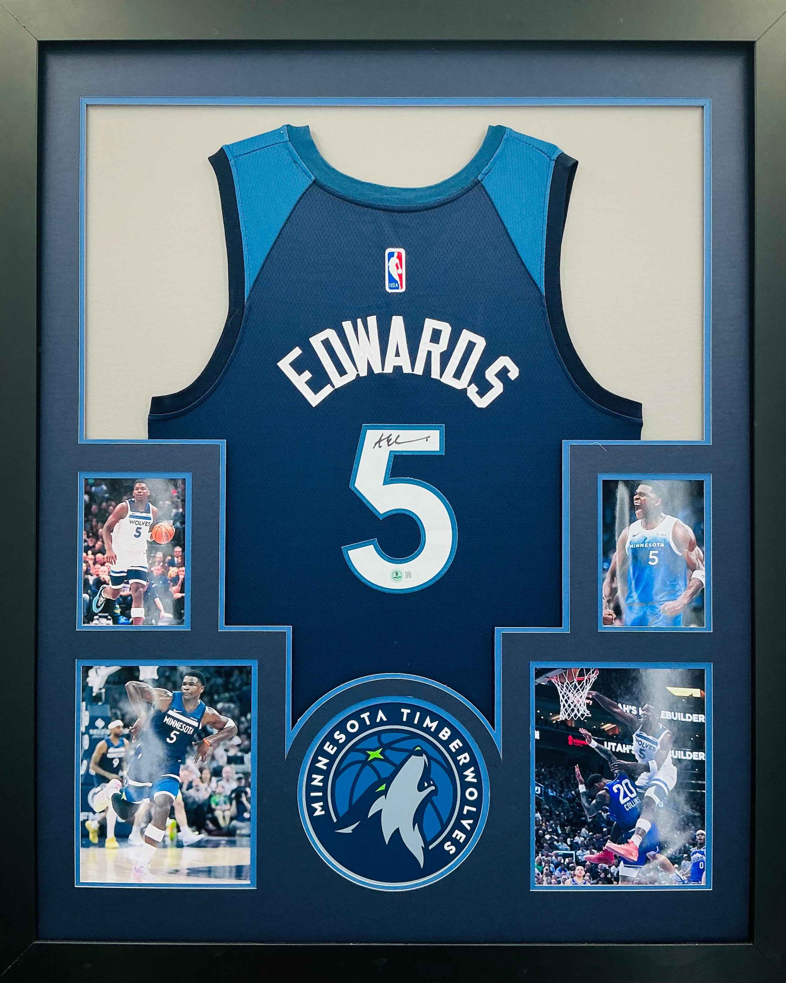 Minnesota Timberwolves Anthony Edwards Signed Jersey Framed