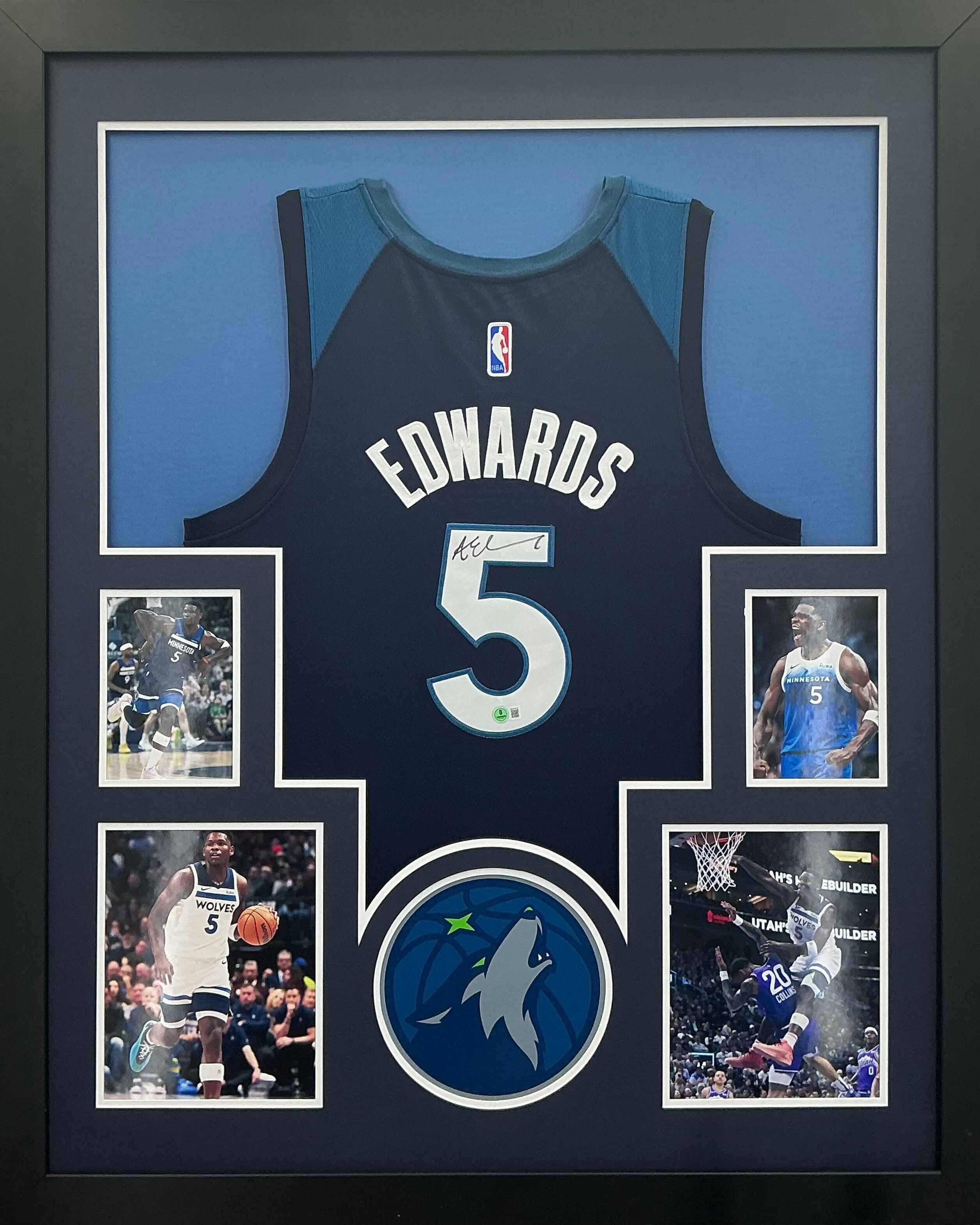 Minnesota Timberwolves Anthony Edwards Signed Jersey Framed