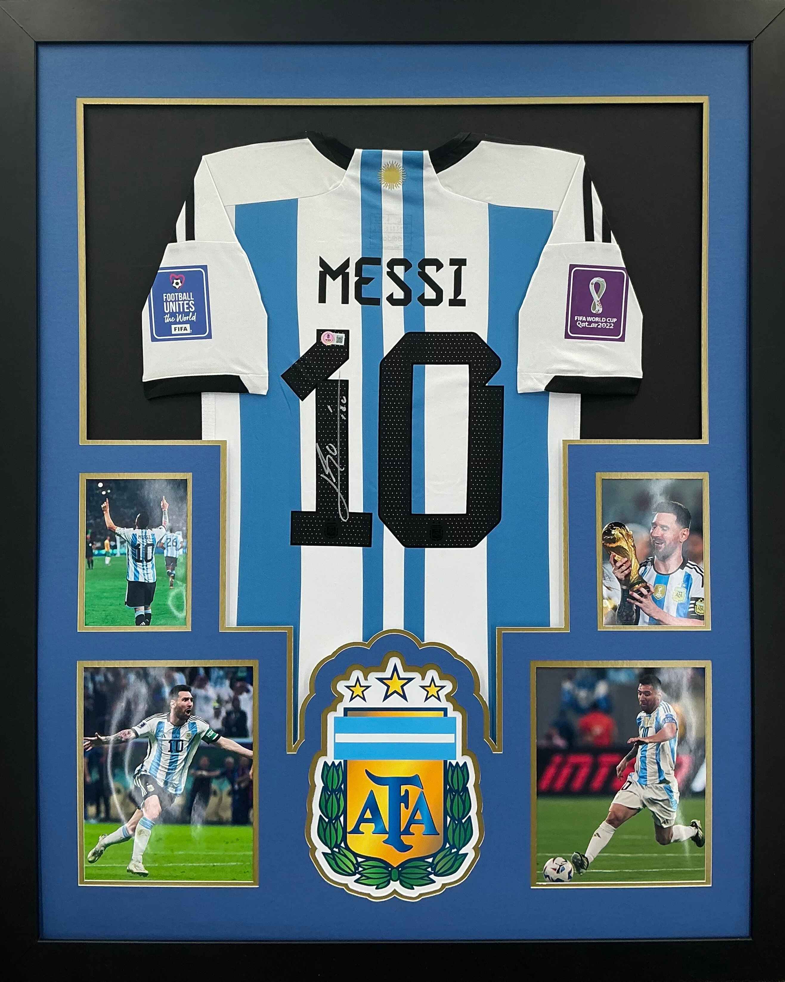 2022 World Cup Argentina Lionel Messi Signed Jersey Framed