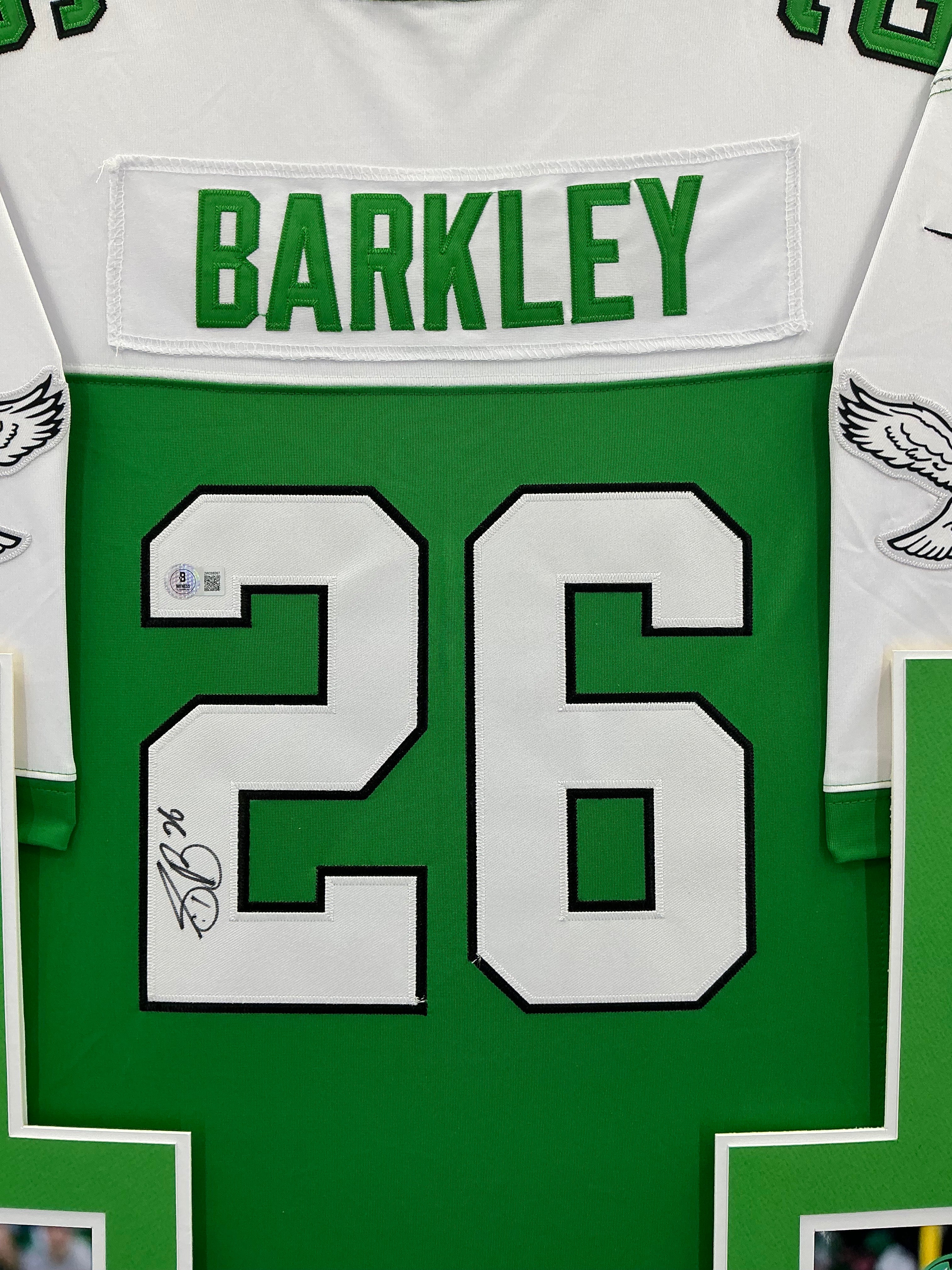 Philadelphia Eagles Saquon Barkley Signed Jersey Framed