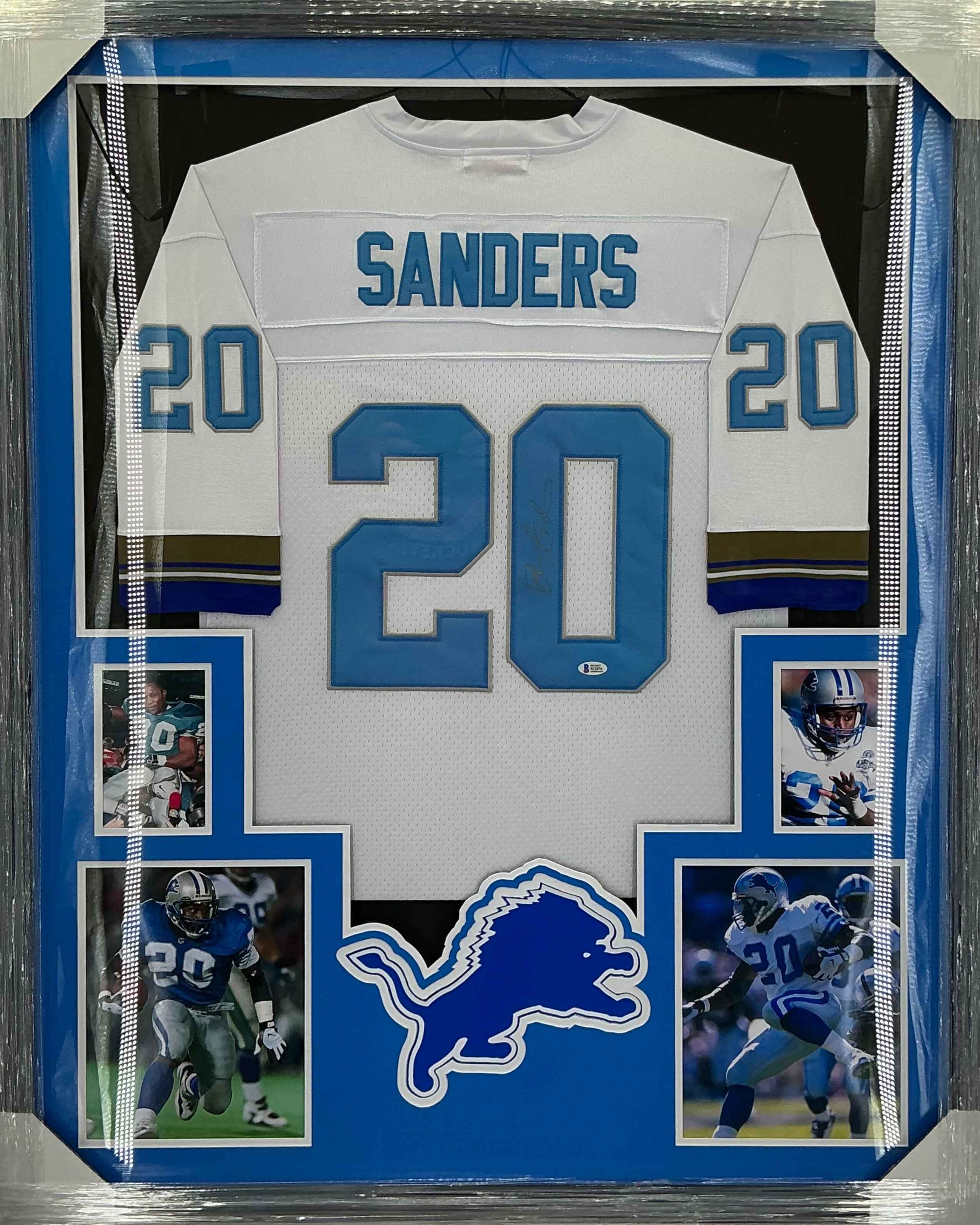 Detroit Lions Barry Sanders Signed Jersey Framed