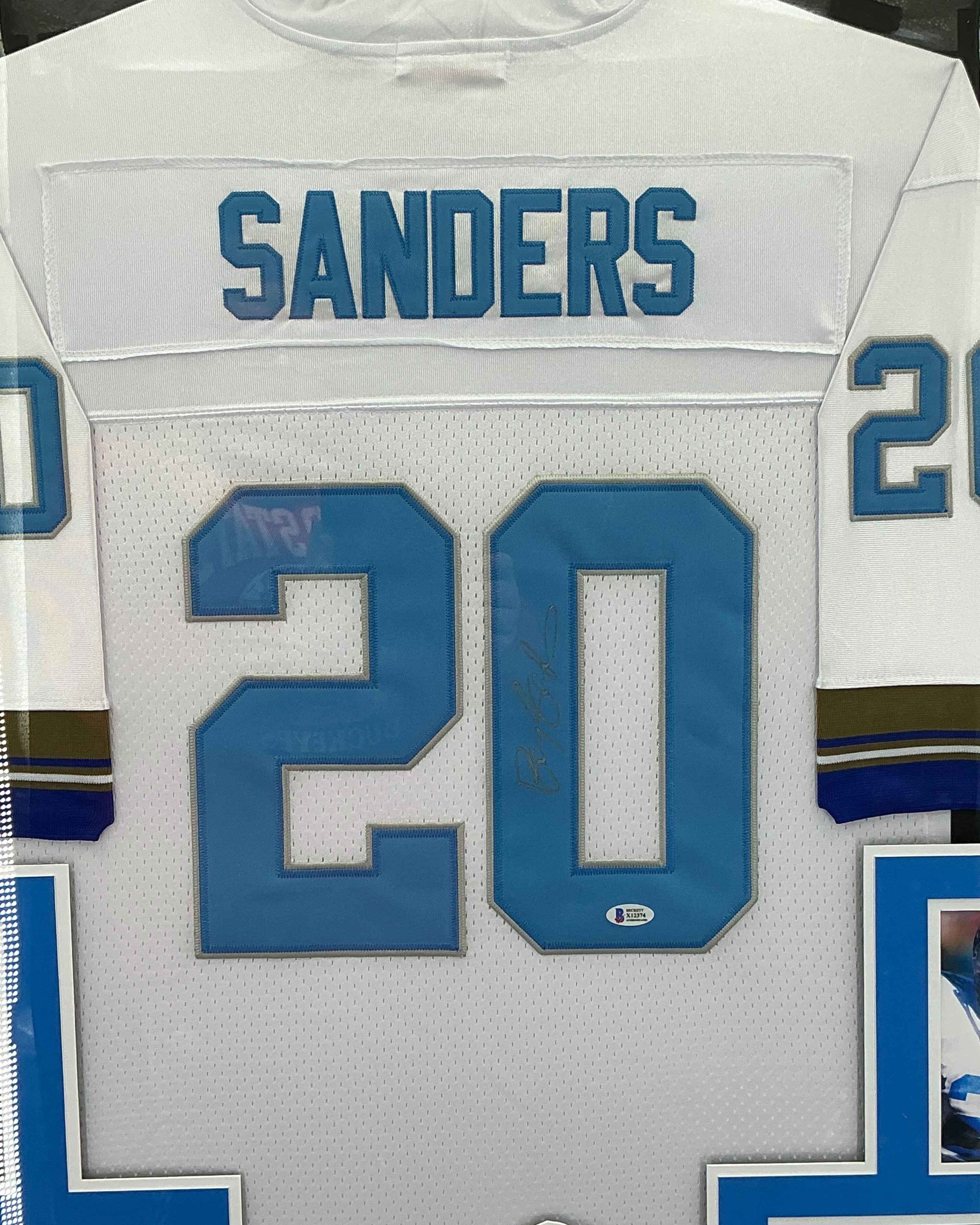 Detroit Lions Barry Sanders Signed Jersey Framed