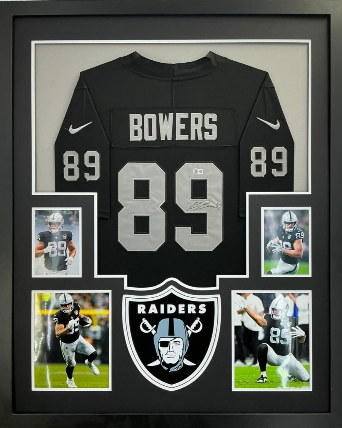 Las Vegas Raiders Brock Bowers Signed Jersey Framed