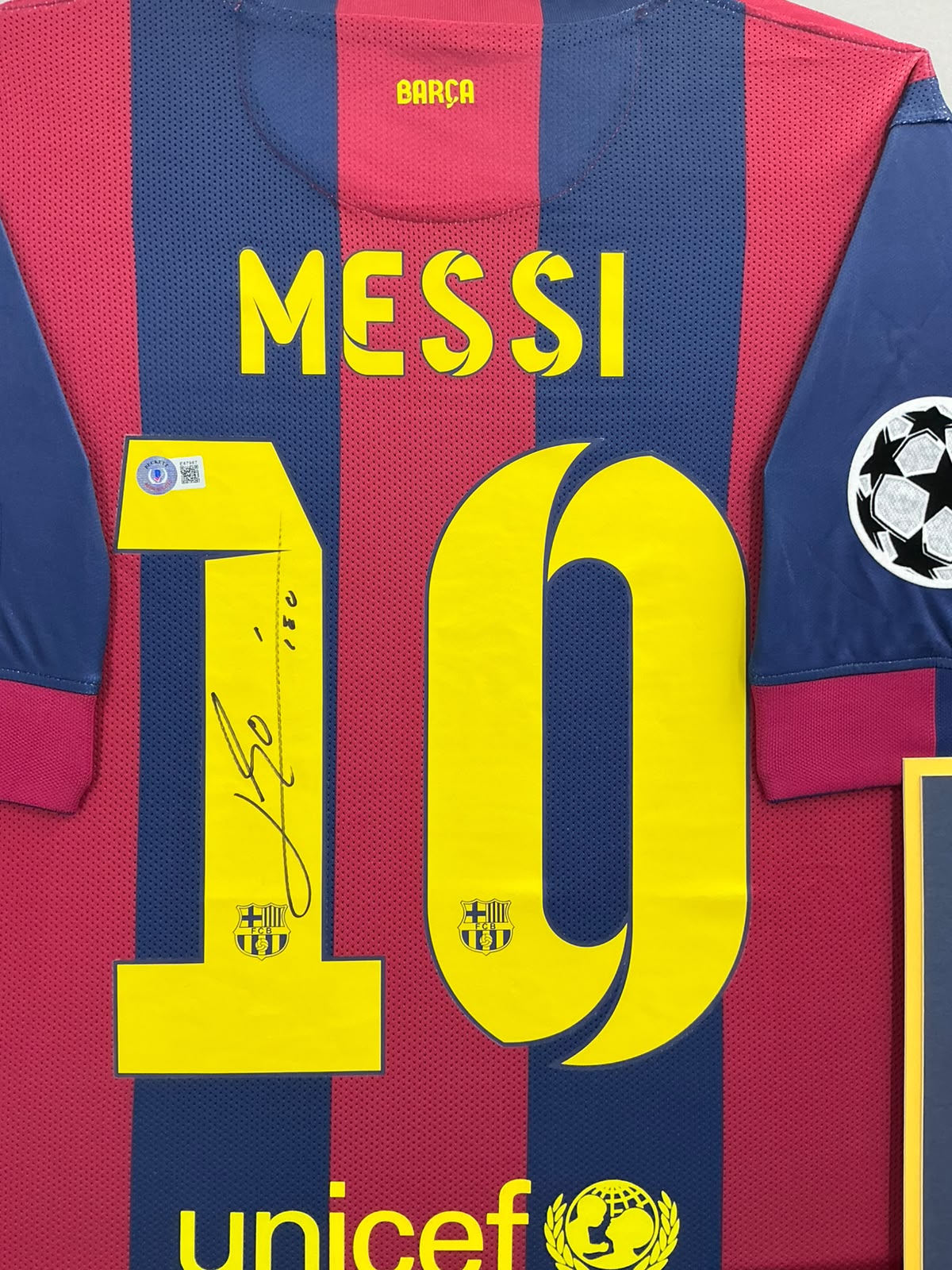Barcelona Lionel Messi Signed Jersey Framed
