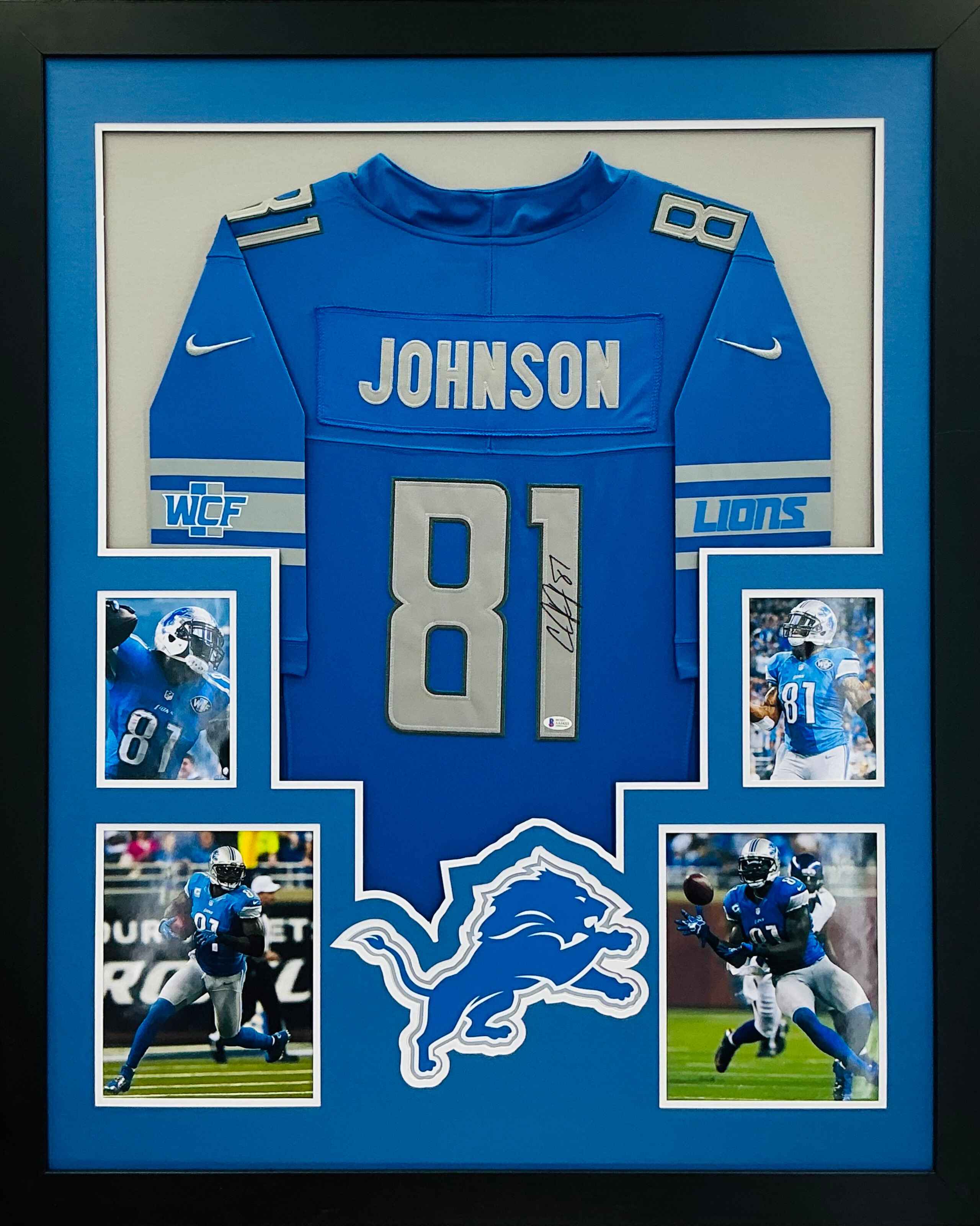 Detroit Lions Calvin Johnson Signed Jersey Framed