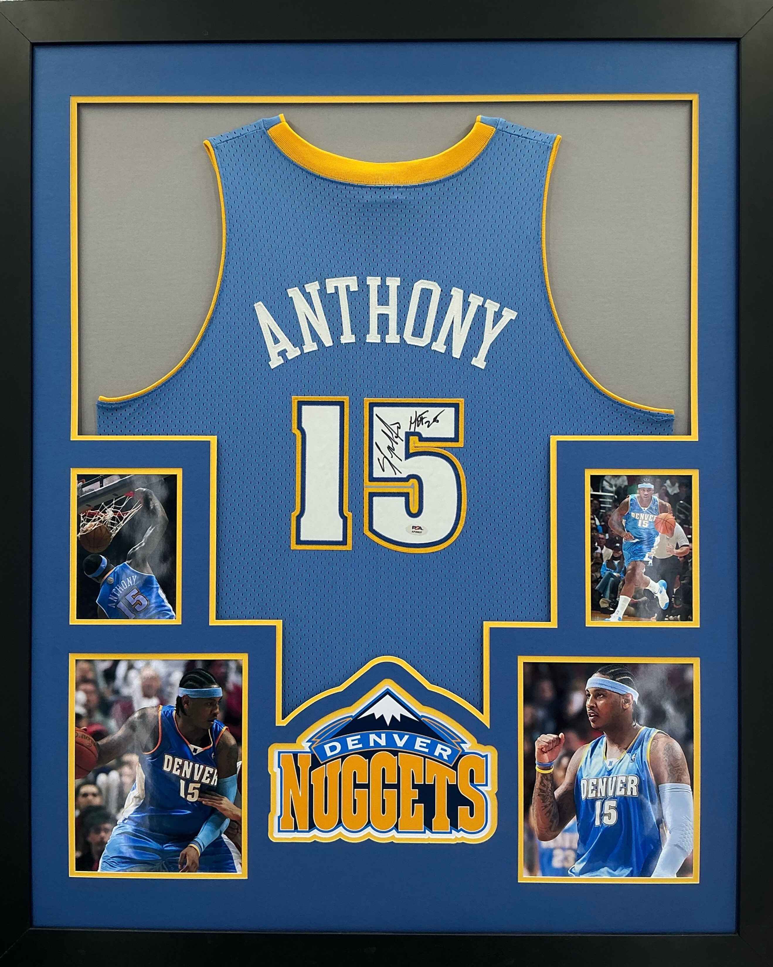 Denver Nuggets Carmelo Anthony Signed Jersey Framed