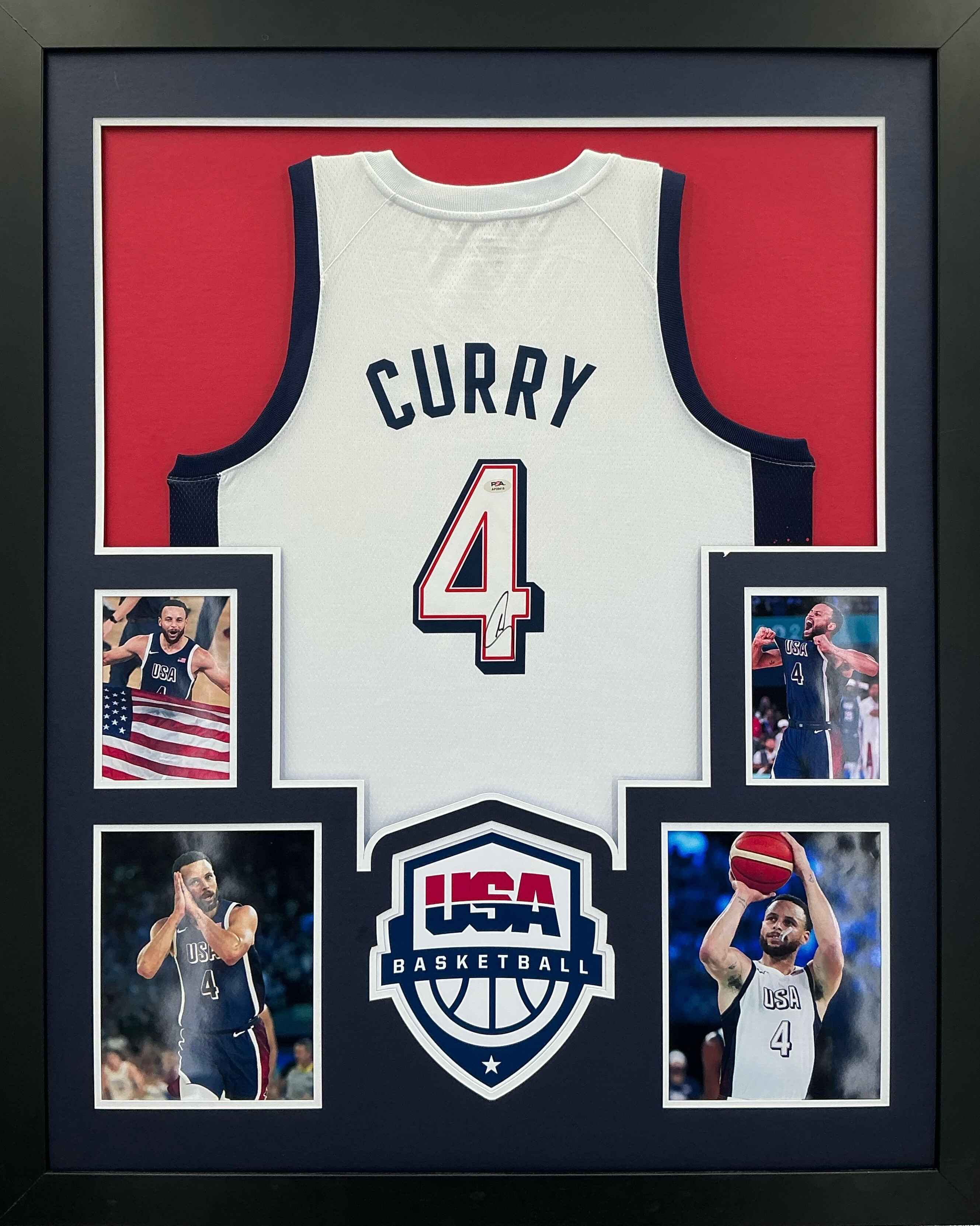 2024 Olympics USA Stephen Curry Signed Jersey Framed