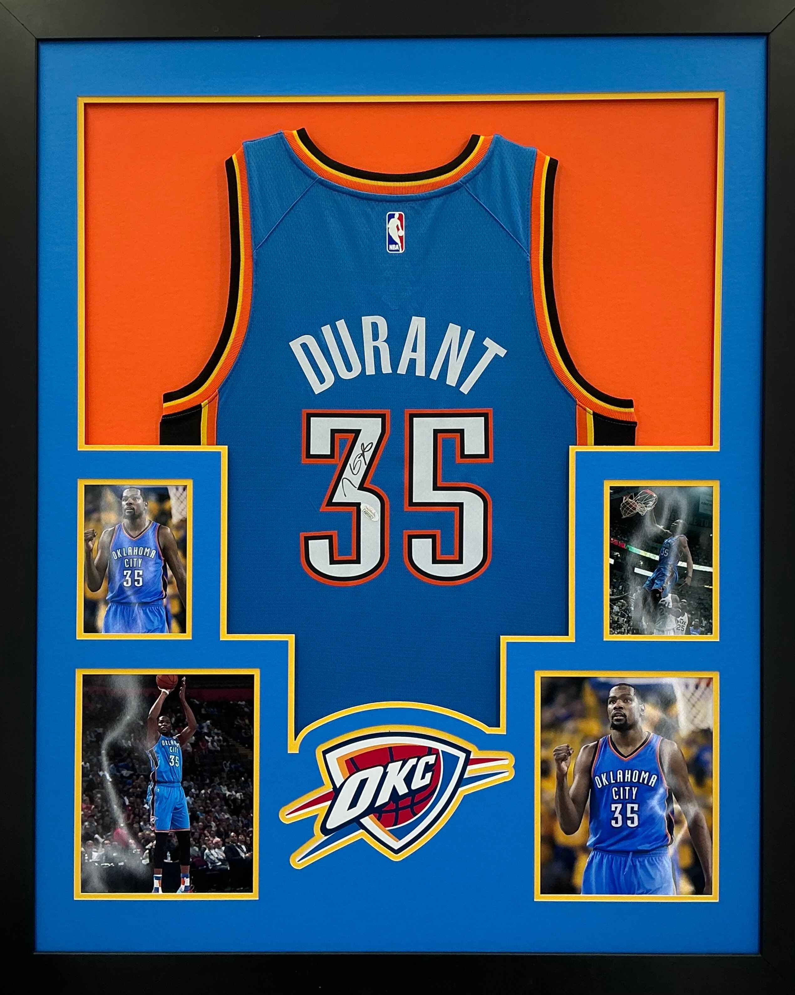 Oklahoma City Thunder Kevin Durant Signed Jersey Framed