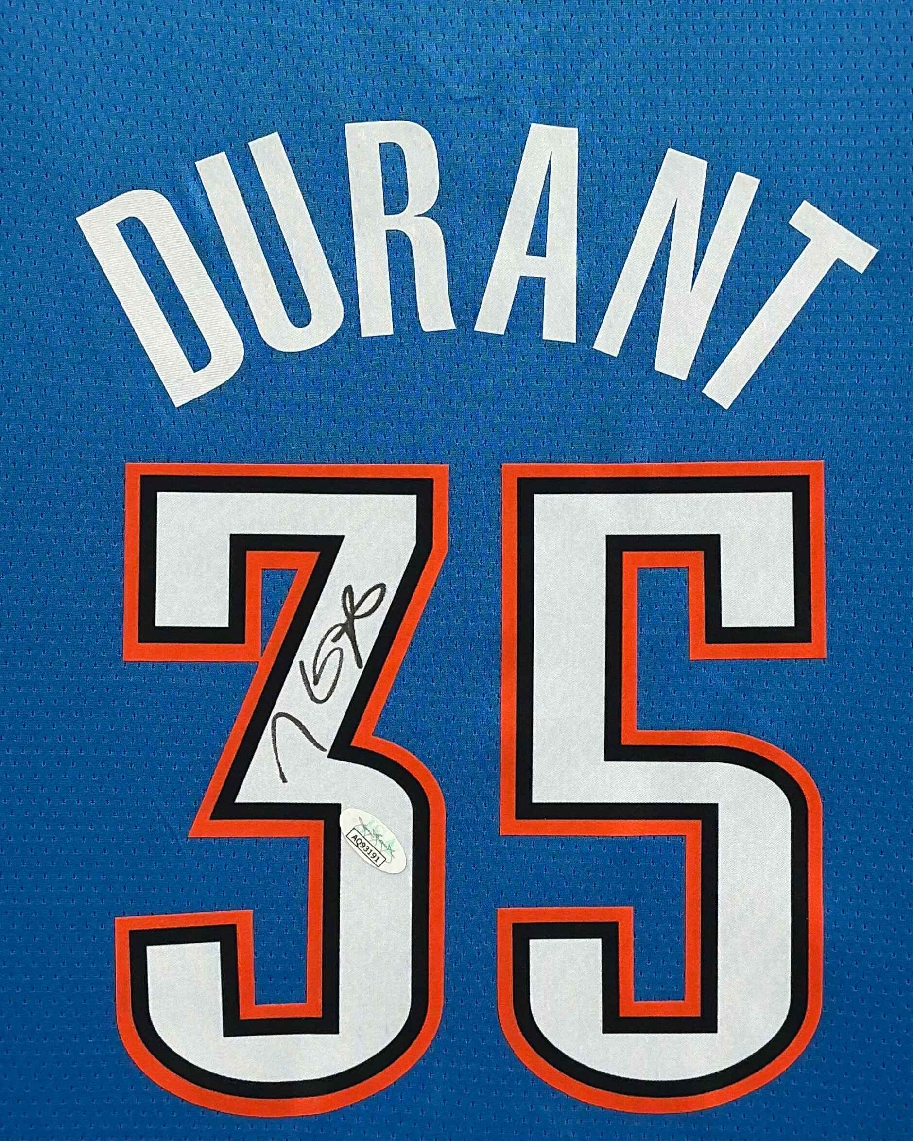 Oklahoma City Thunder Kevin Durant Signed Jersey Framed