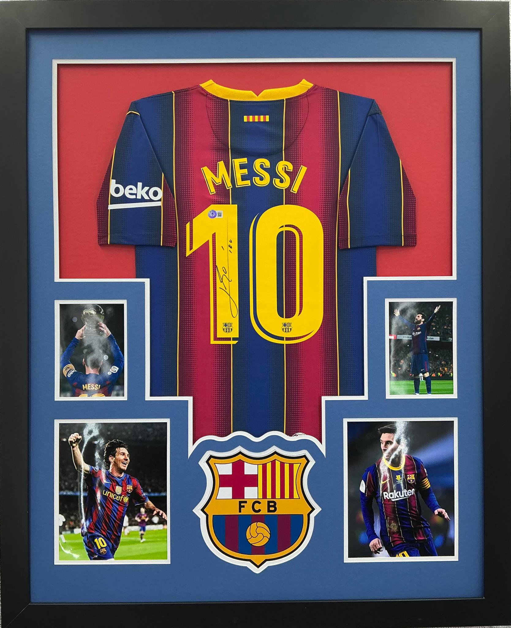 Barcelona Lionel Messi Signed Jersey Framed