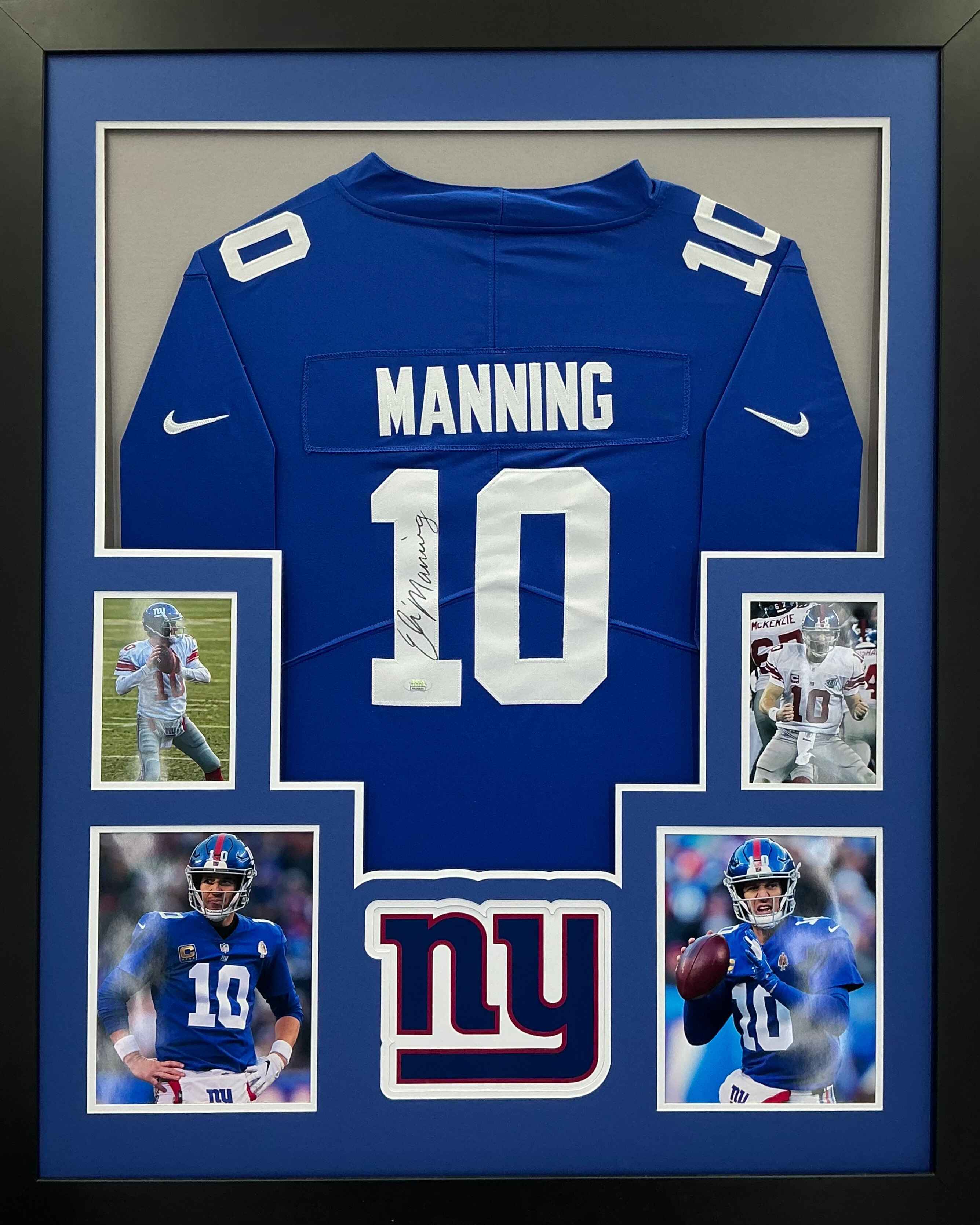 New York Giants Eli Manning Signed Jersey Framed