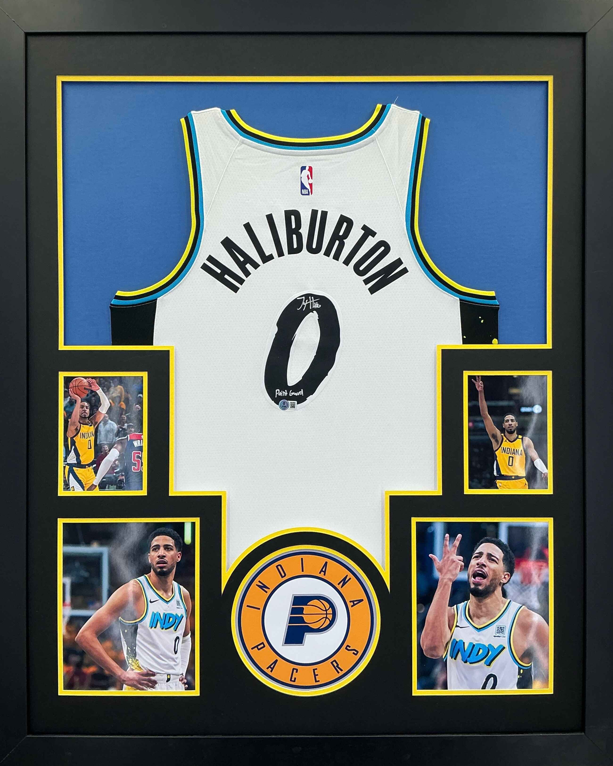 Indiana Pacers Tyrese Haliburton Signed Jersey Framed