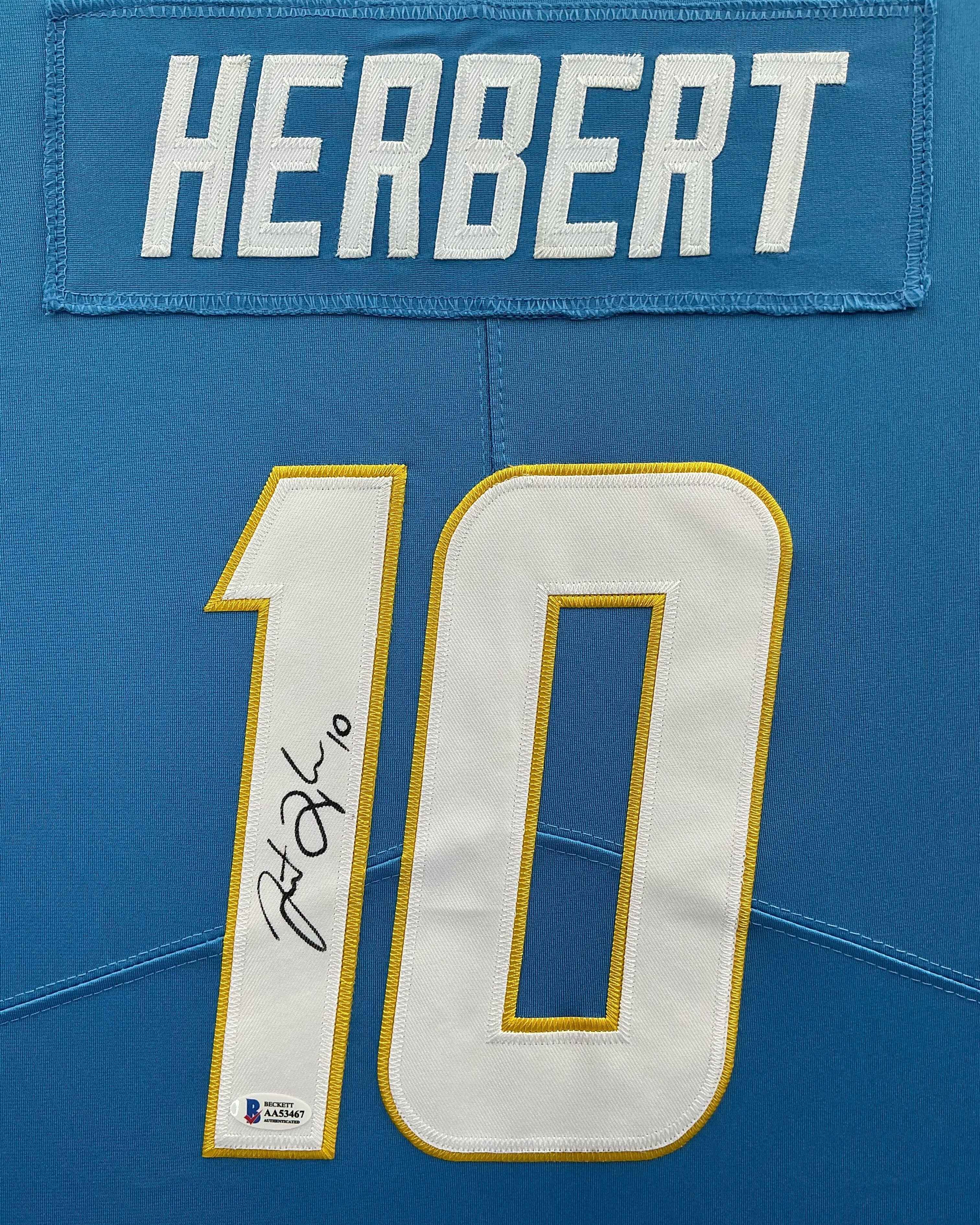 Los Angeles Chargers Justin Herbert Signed Jersey Framed