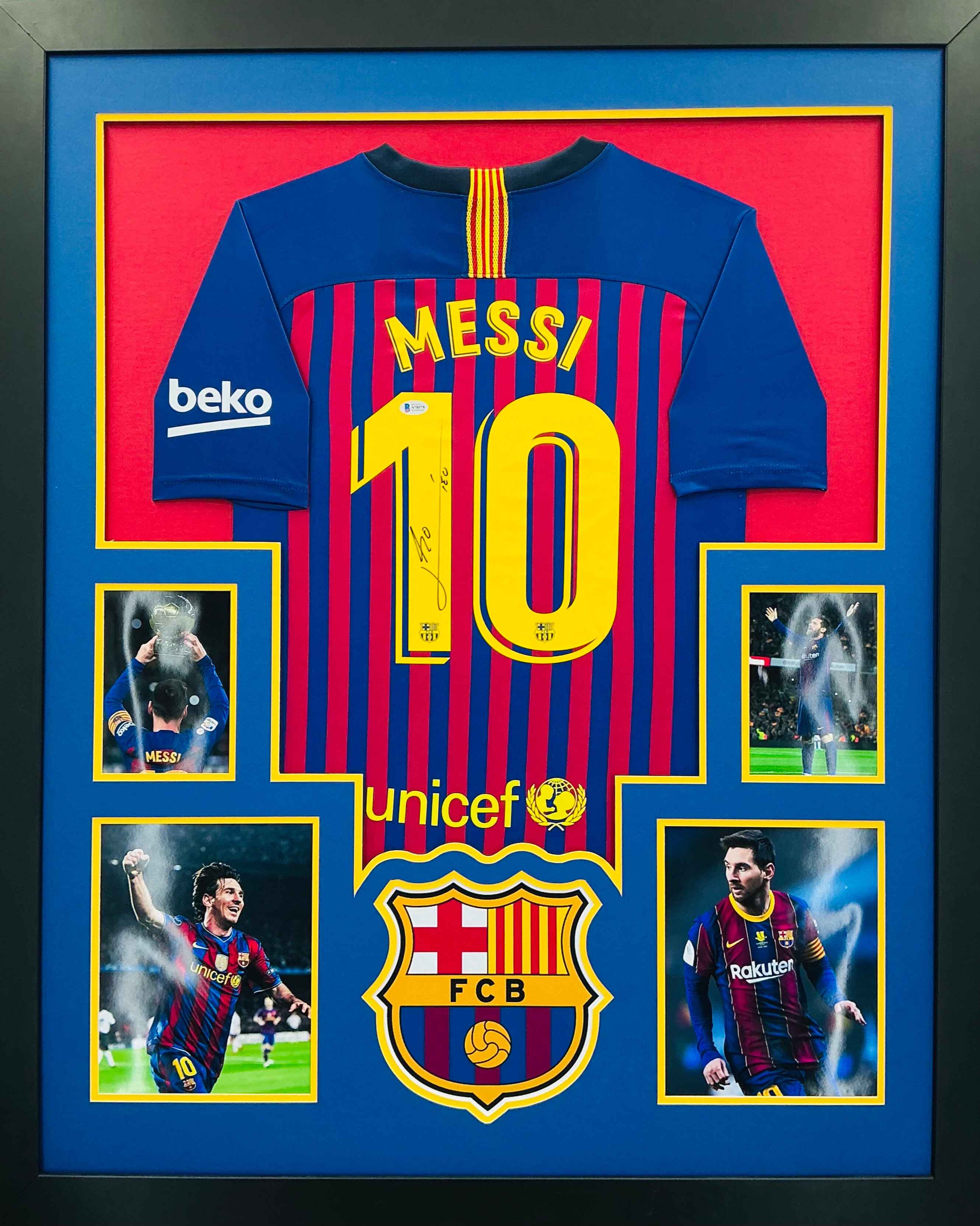 Barcelona Lionel Messi Signed Jersey Framed
