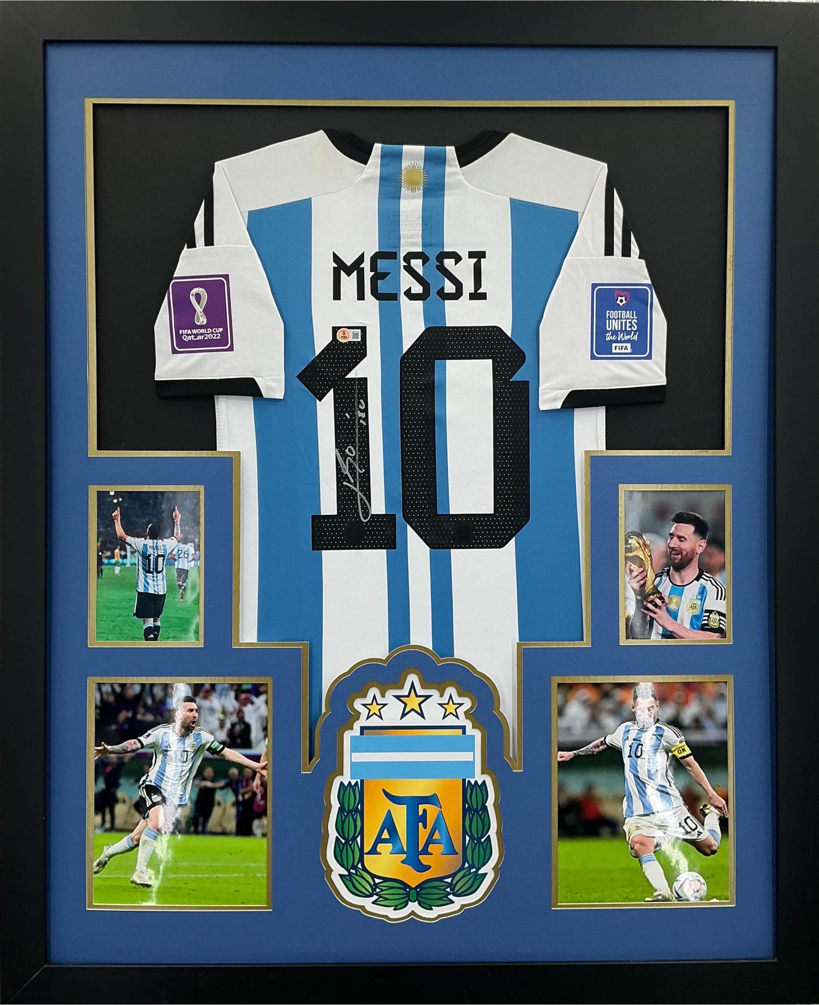 2022 World Cup Argentina Lionel Messi Signed Jersey Framed