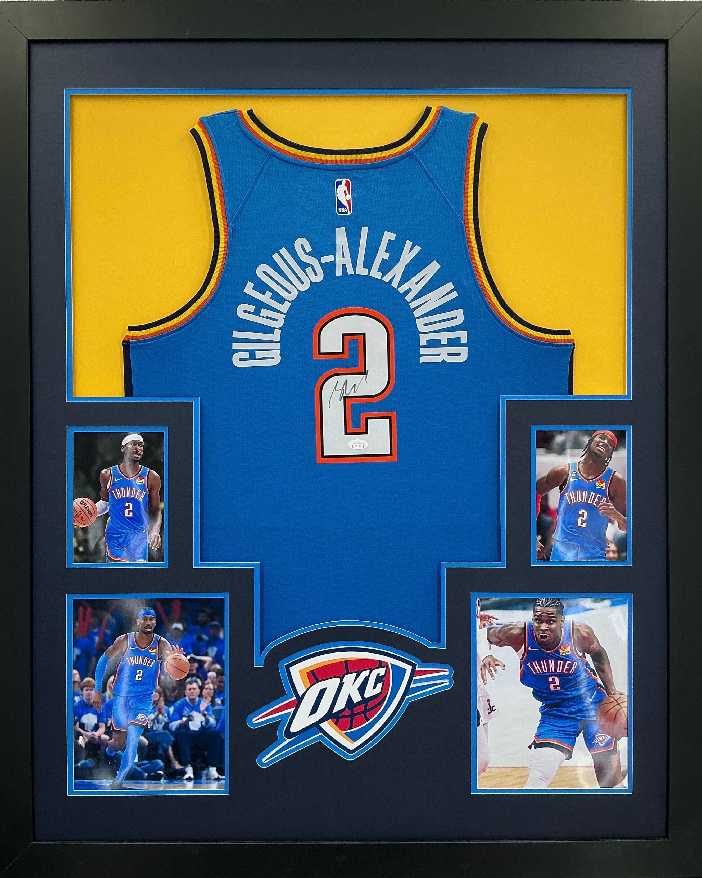 Oklahoma City Thunder Shai Gilgeous-Alexander Signed Jersey Framed