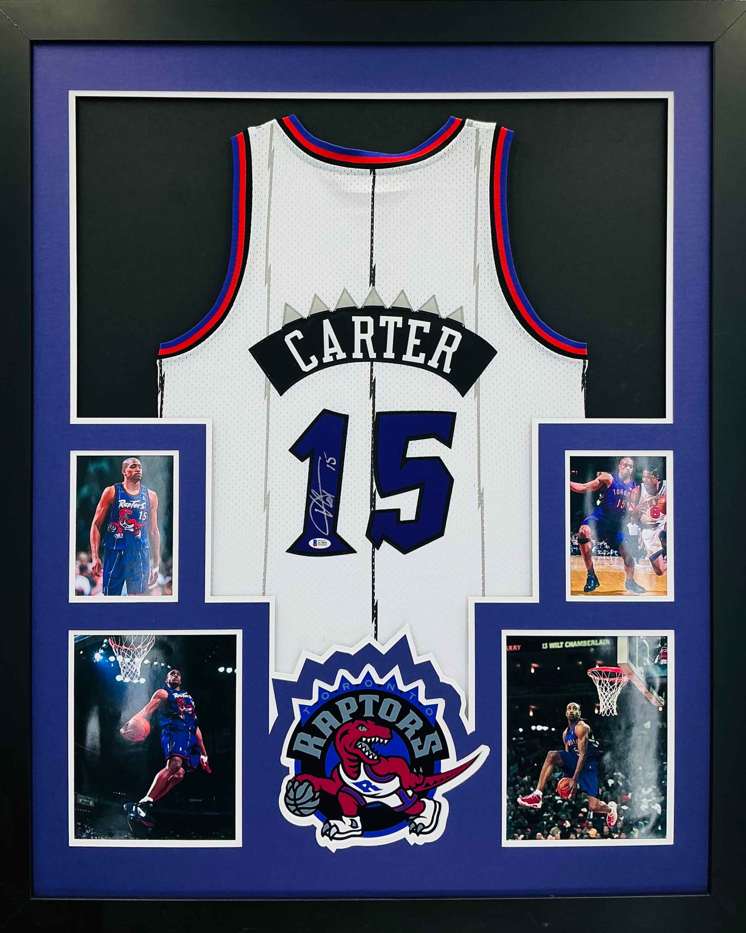 Toronto Raptors Vince Carter Signed Jersey Framed